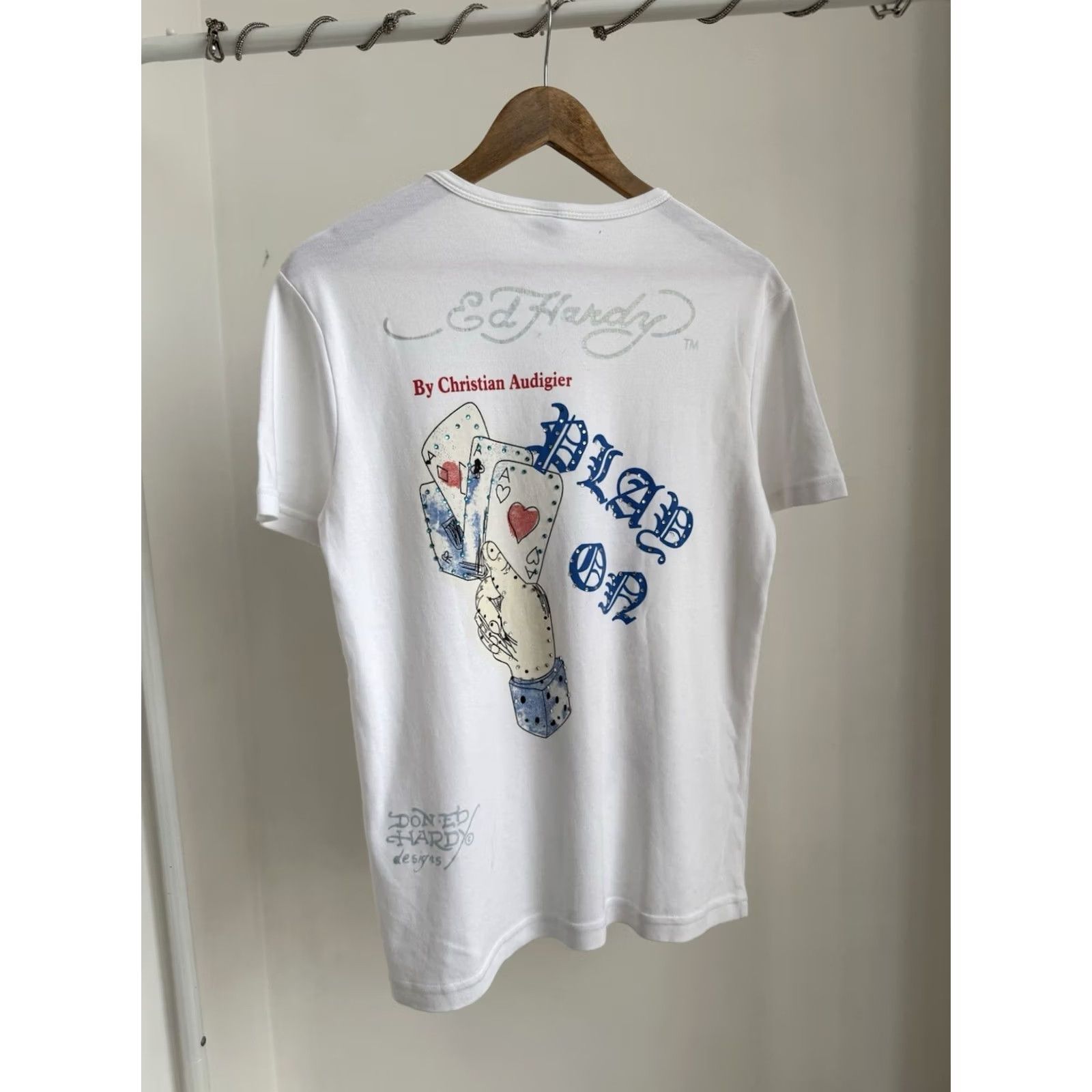 Ed Hardy VINTAGE ED HARDY BY CHRISTIAN AUDIGIER DESIGN WHITE BIG LOGO SHIRT MEN SIZE M Size US M / EU 48-50 / 2 - 3 Thumbnail