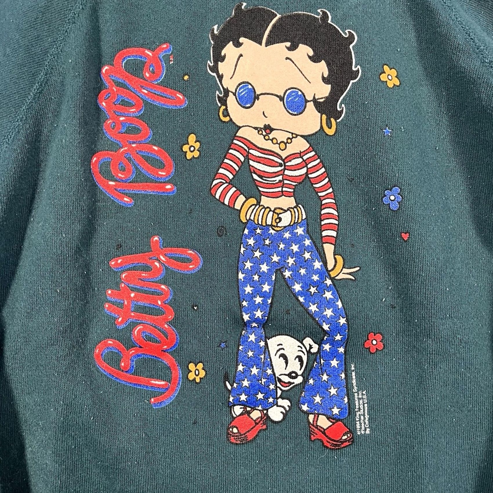Vintage VINTAGE Betty Boop Sweatshirt Crewneck Adult S Green 90s 1994 Big Graphic Women Pullover Crewneck Sweatshirt Size S / US 4 / IT 40 - 2 Thumbnail