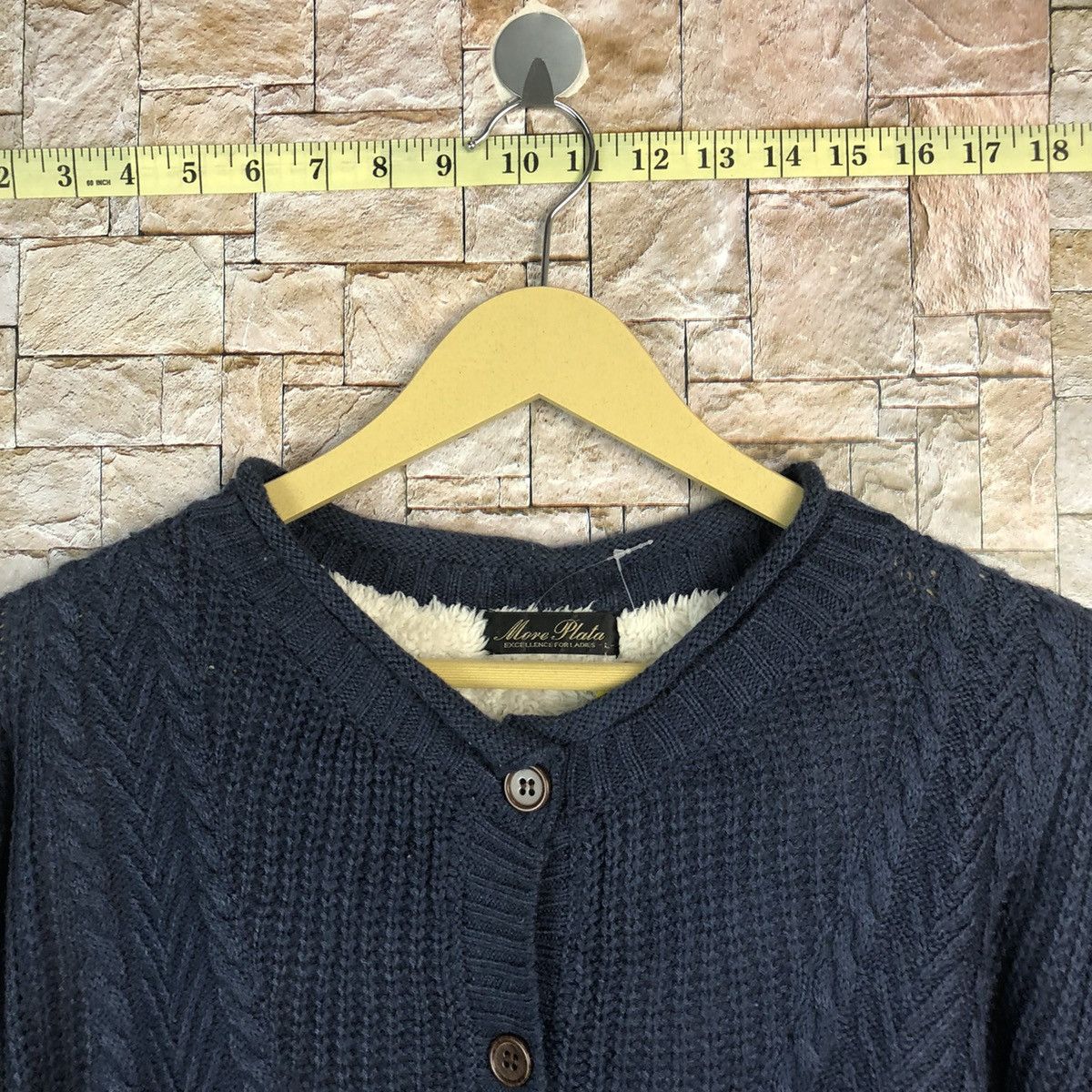 Japanese Brand More Planta Dark Blue Patterned Cardigans #A751 Size L / US 10 / IT 46 - 4 Thumbnail