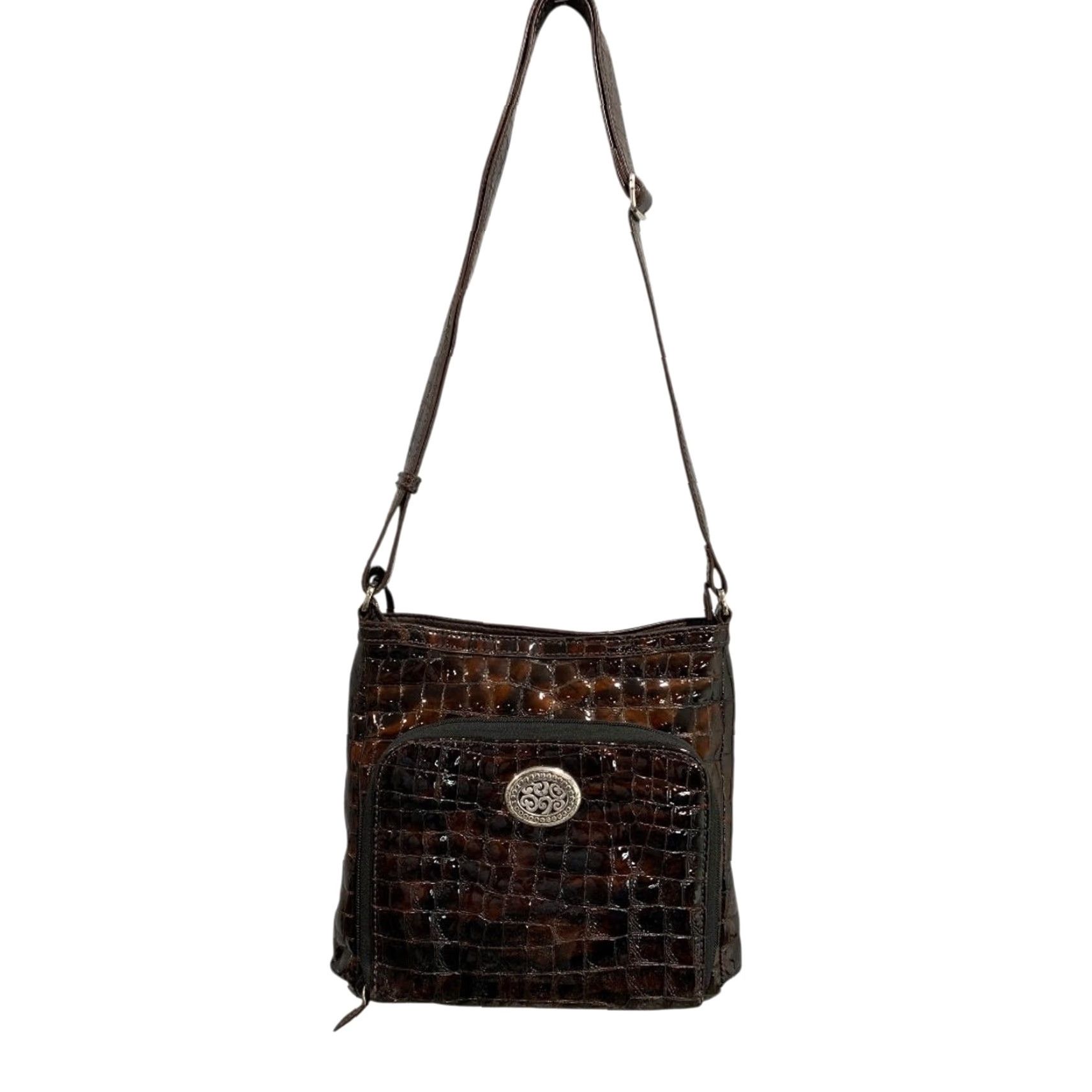 Brighton Brighton Cher Front Wallet Organizer Patent Leather Brown Crossbody Bag Women Size ONE SIZE - 3 Thumbnail