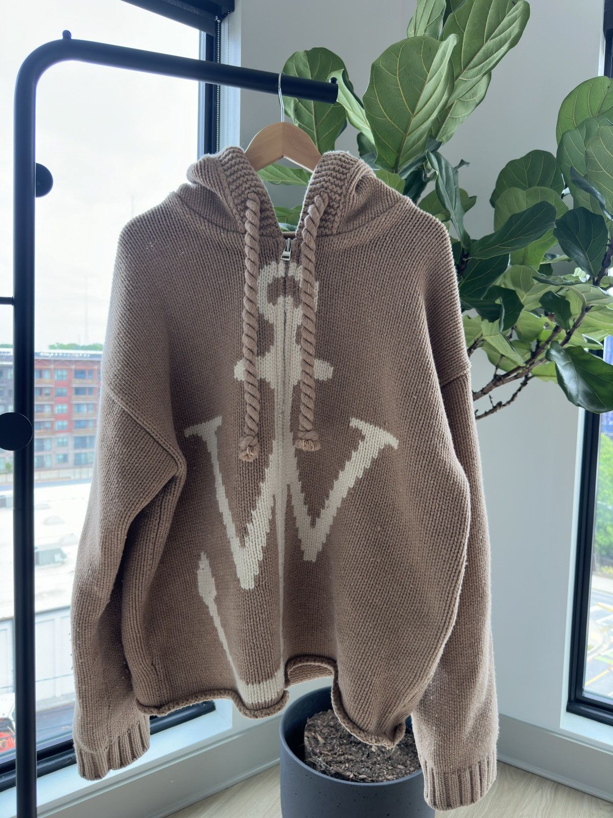 image of J W Anderson Jw Anderson Anchor & Rope Zip Hoodie in Brown Tan, Men's (Size XL)