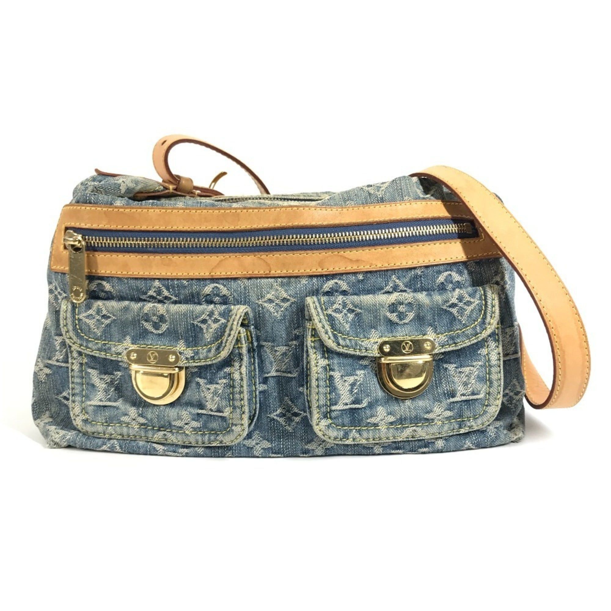 LOUIS VUITTON M95049 Monogram Denim Baggy PM Crossbody Bag with Pockets, Shoulder Bag, Denim, Women's, Blue