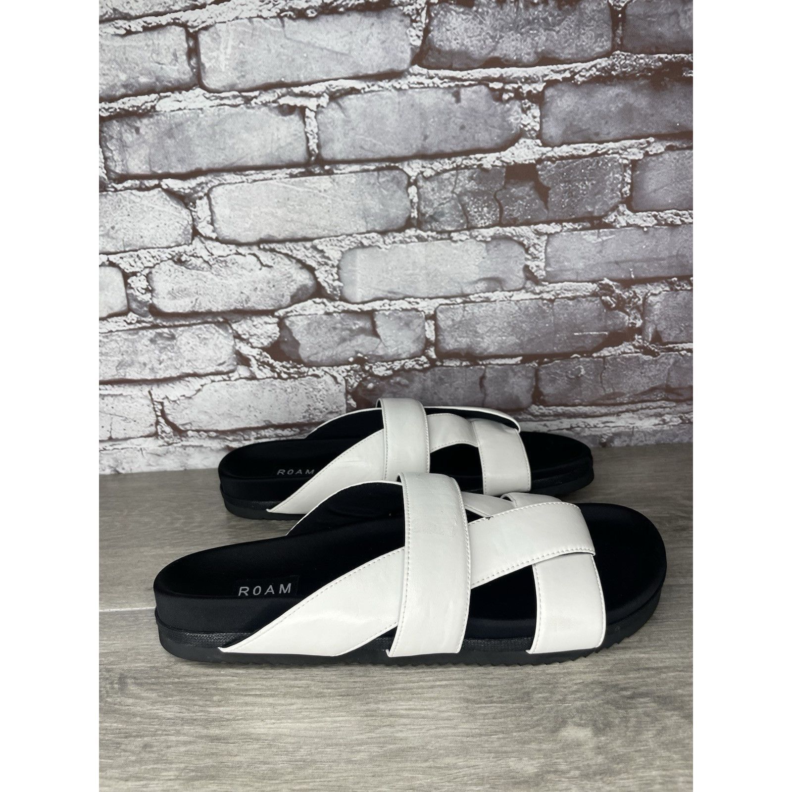 ROA Roam White Leather Ribbon Open Toe Straps Slides Sandals Wom Size US 10.5 / IT 40.5 - 4 Thumbnail