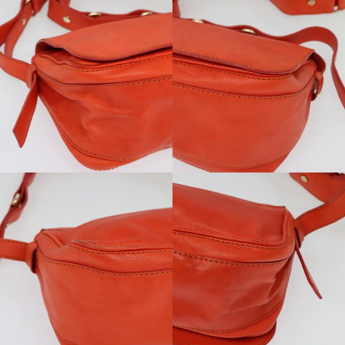 Celine CELINE Shoulder Bag Leather Orange Gold Size ONE SIZE - 10 Thumbnail