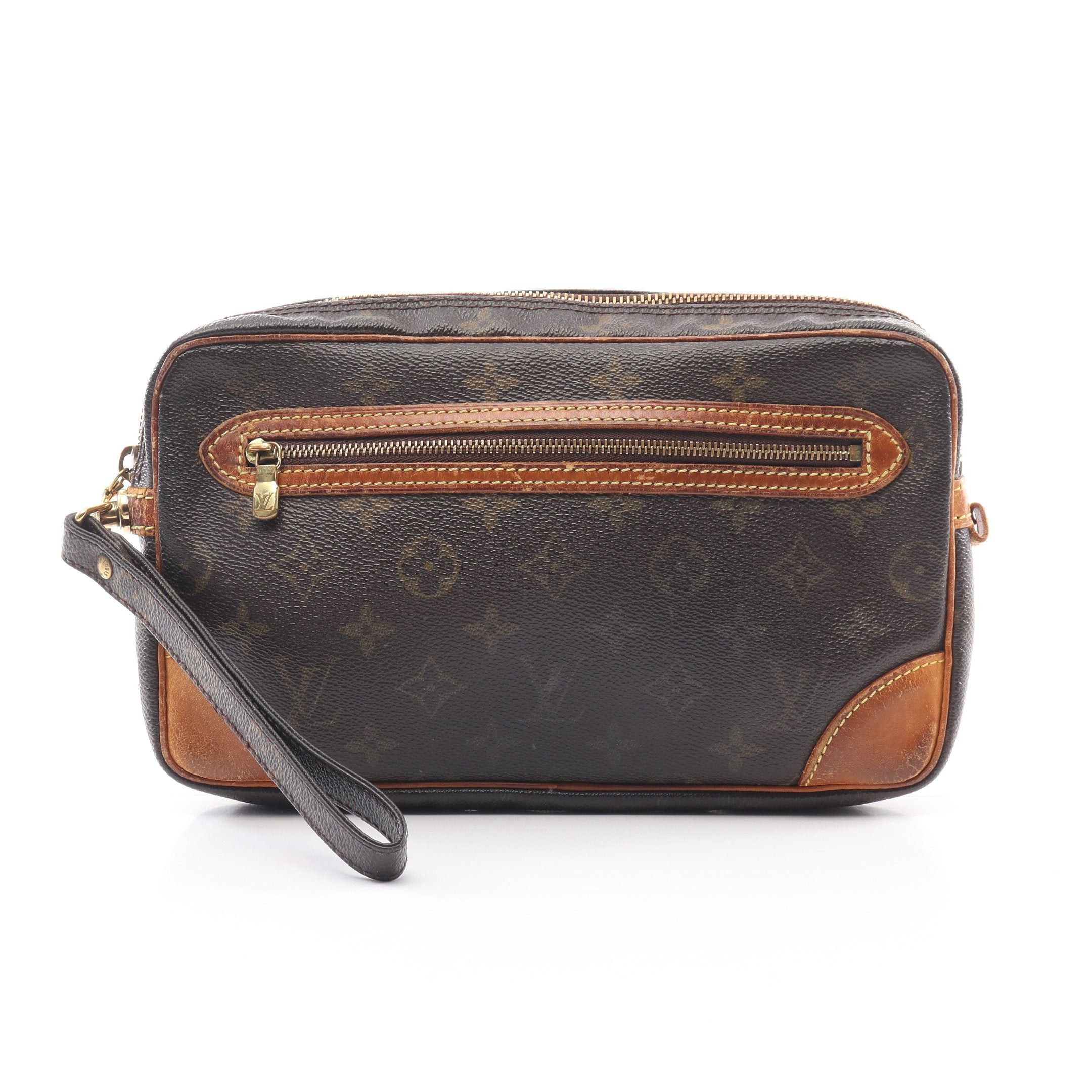 Louis Vuitton Marly Dragonne Monogram Clutch Bag Second Leather Brown
