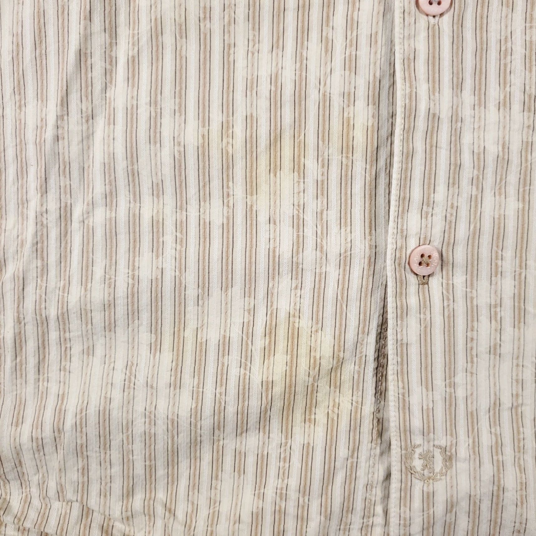 BUGATCHI Bugatchi Uomo Shirt Large Beige Striped Button-Up Long Sleeve Mens Size US L / EU 52-54 / 3 - 3 Thumbnail