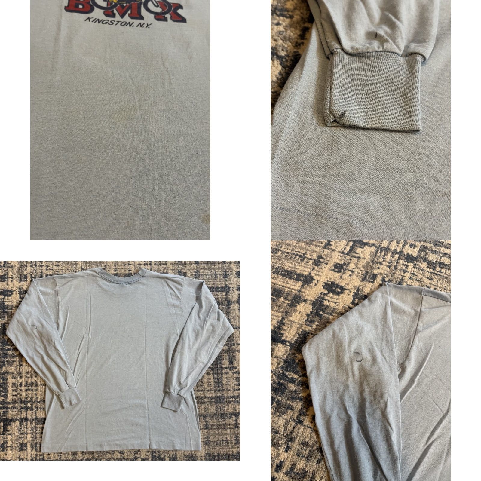 Fruit Of The Loom VINTAGE 80s Jockey Hill Kingston NY Long Sleeve T Shirt XL Blue Cotton Polyester Fruit of the Loom Mens 80s BMX Racing Logo Graphic Print Crew Neck Size US XL / EU 56 / 4 - 8 Thumbnail