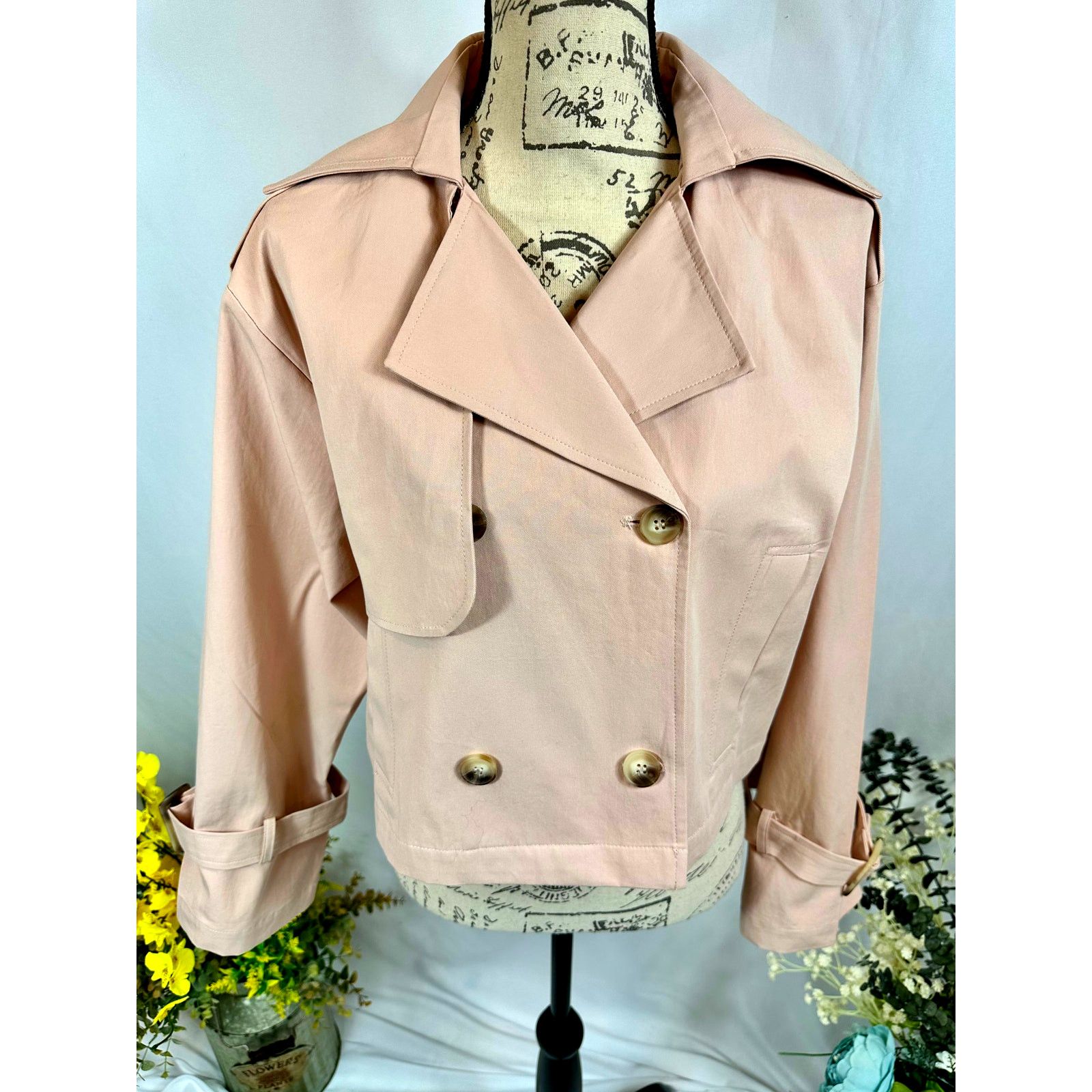 Other Elodie Eleanor Cropped Buckle Cuff Trench Coat Baby Pink M Size M / US 6-8 / IT 42-44 - 4 Thumbnail