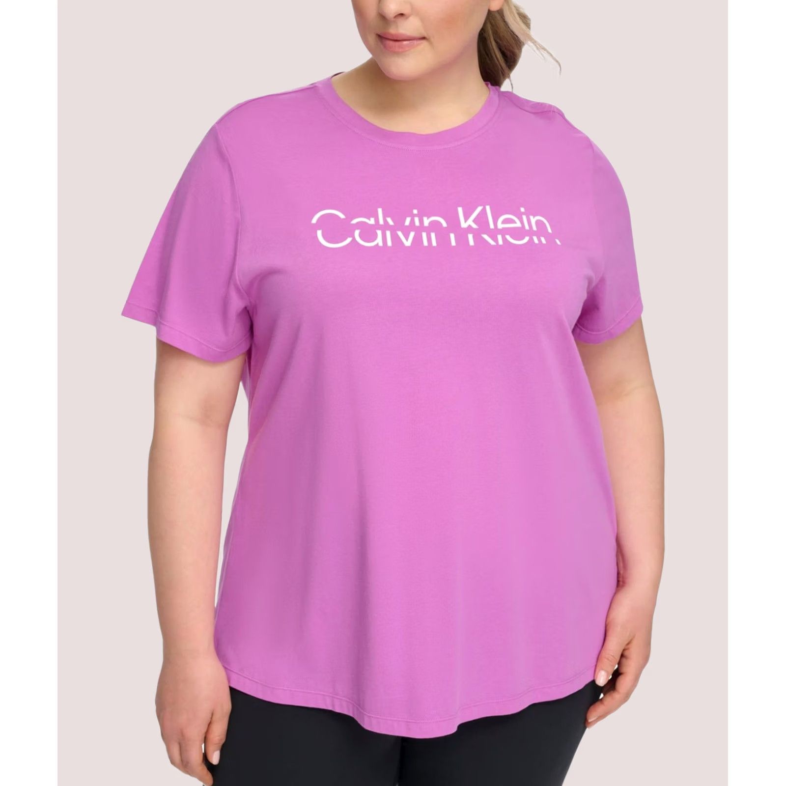 Calvin Klein VINTAGE Calvin Klein Womens Sliced Logo Graphic T-Shirt? Size XXL / US 16-18 / IT 52-54 - 1 Preview