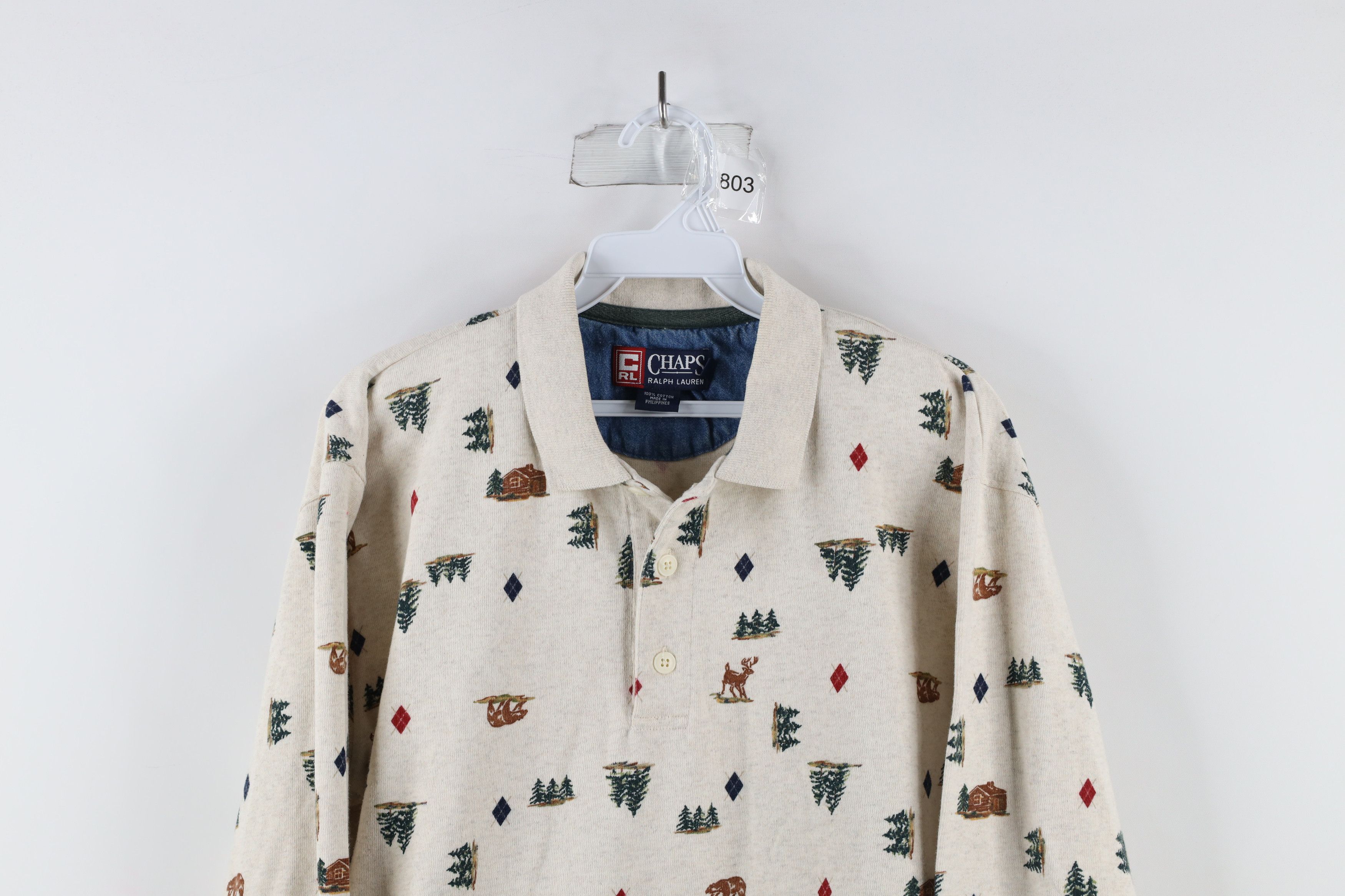 Polo Ralph Lauren Vintage 90s Chaps Ralph Lauren Print Nature Long Sleeve Polo Size US S / EU 44-46 / 1 - 2 Thumbnail