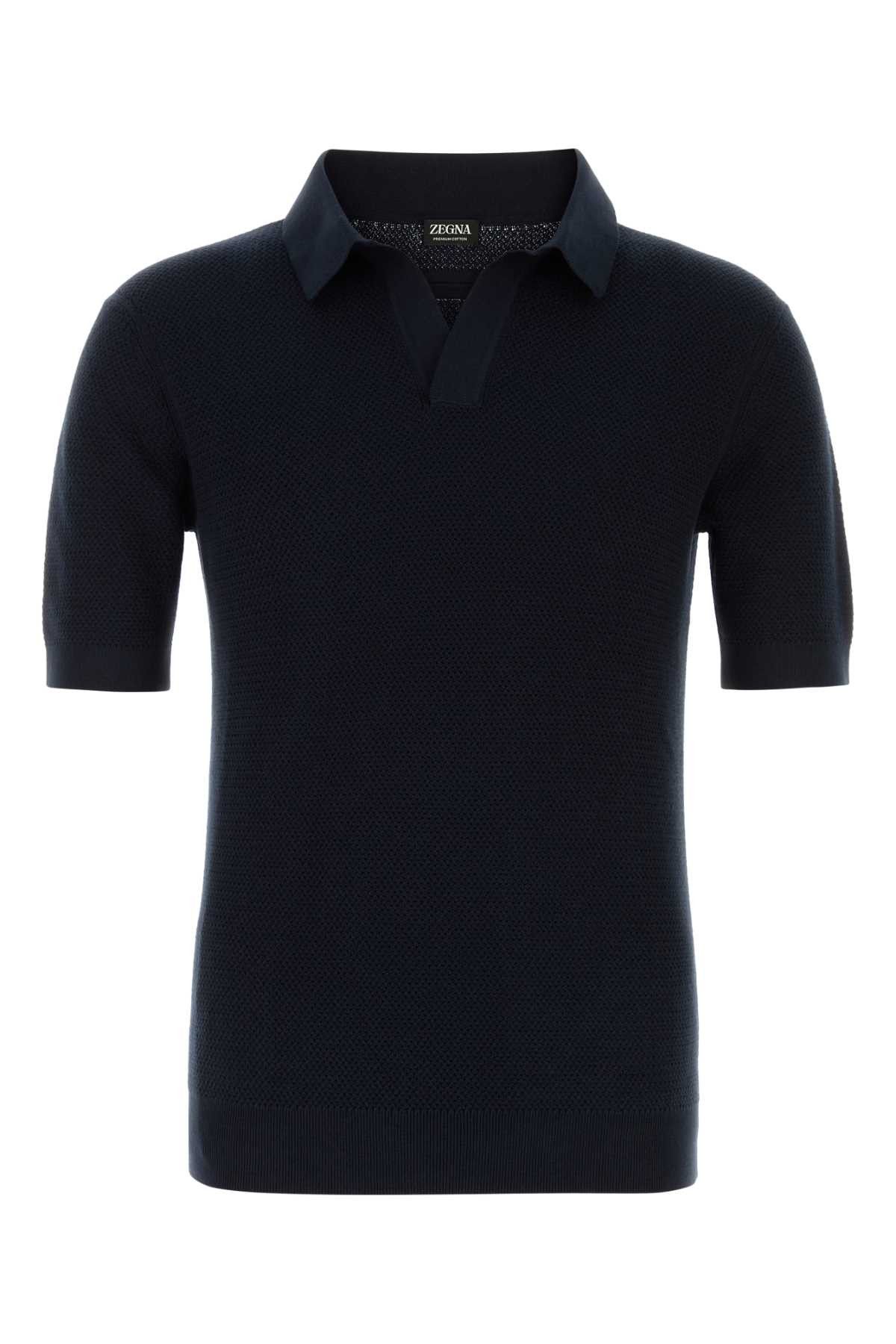 Ermenegildo Zegna Midnight Blue Cotton Polo Shirt Size US M / EU 48-50 / 2 - 1 Thumbnail