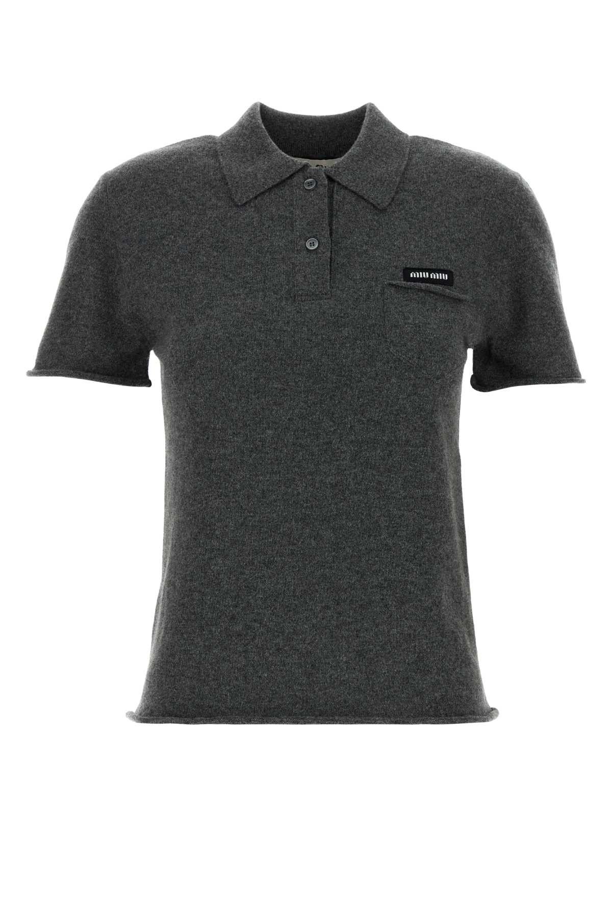 Miu Miu Grey Cashmere Polo Shirt Size M / US 6-8 / IT 42-44 - 1 Thumbnail