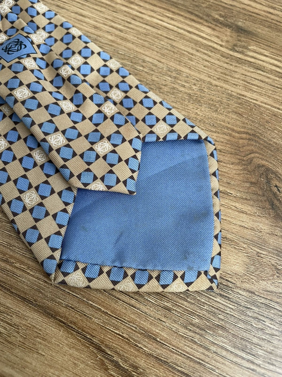 Loewe Loewe Madrid Silk Tie Monogram Logo Yellow Blue Mundo Loewe Size ONE SIZE - 3 Thumbnail