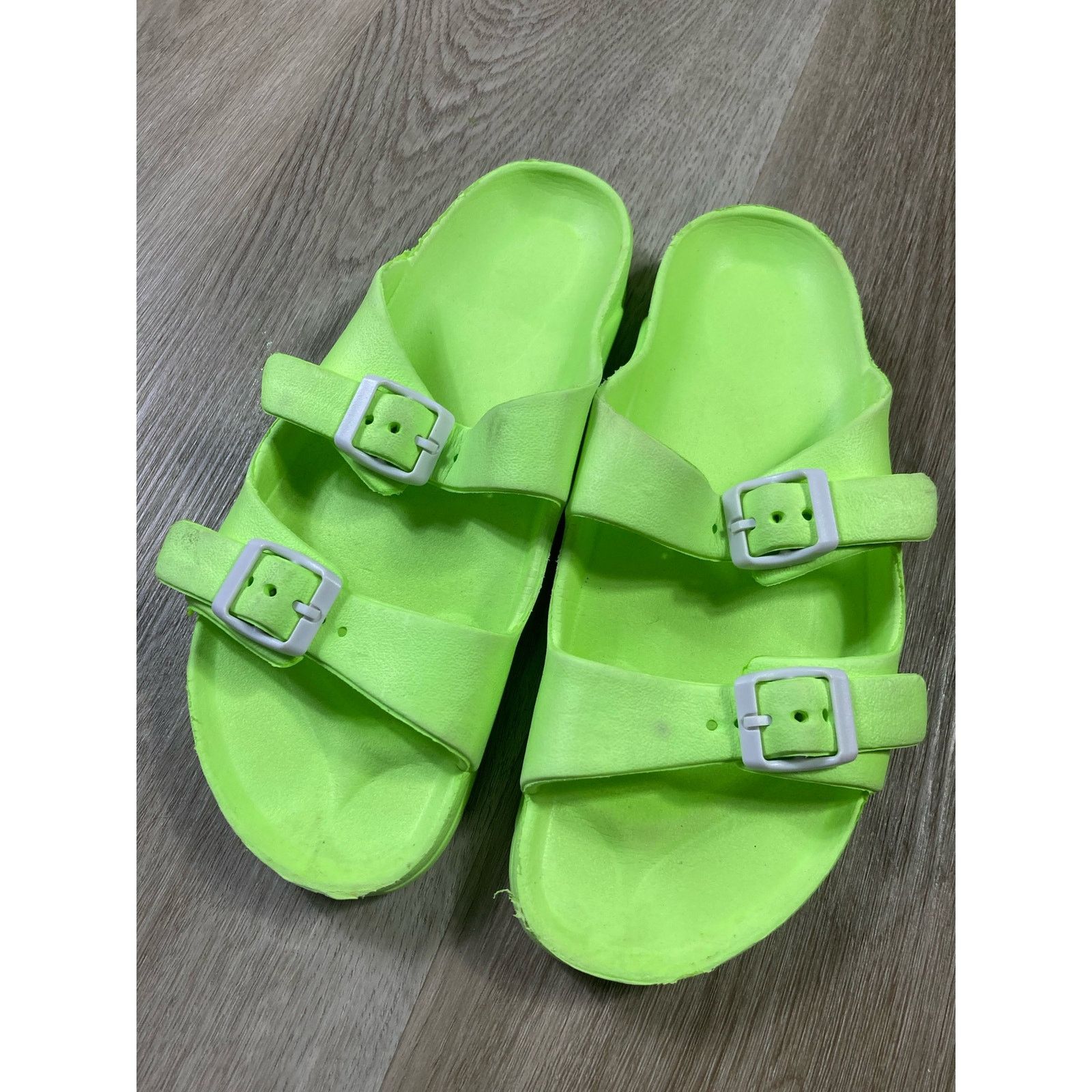 Other Neon Green Double Buckle Slide Sandals Size 6 Unisex Casual Size US 6 / IT 36 - 2 Thumbnail