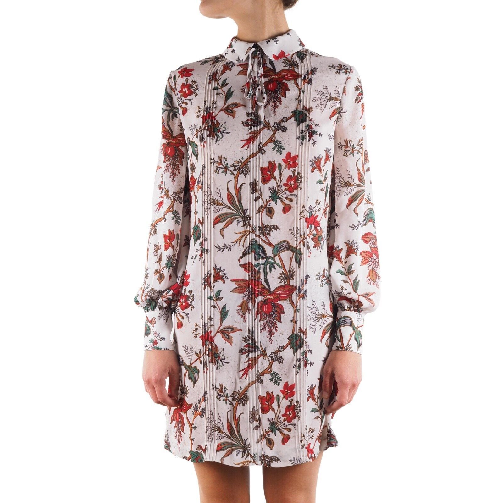 McQ Alexander McQueen Alexander McQueen White Floral Print Long Sleeve Tunic Dress Size S / US 4 / IT 40 - 2 Thumbnail