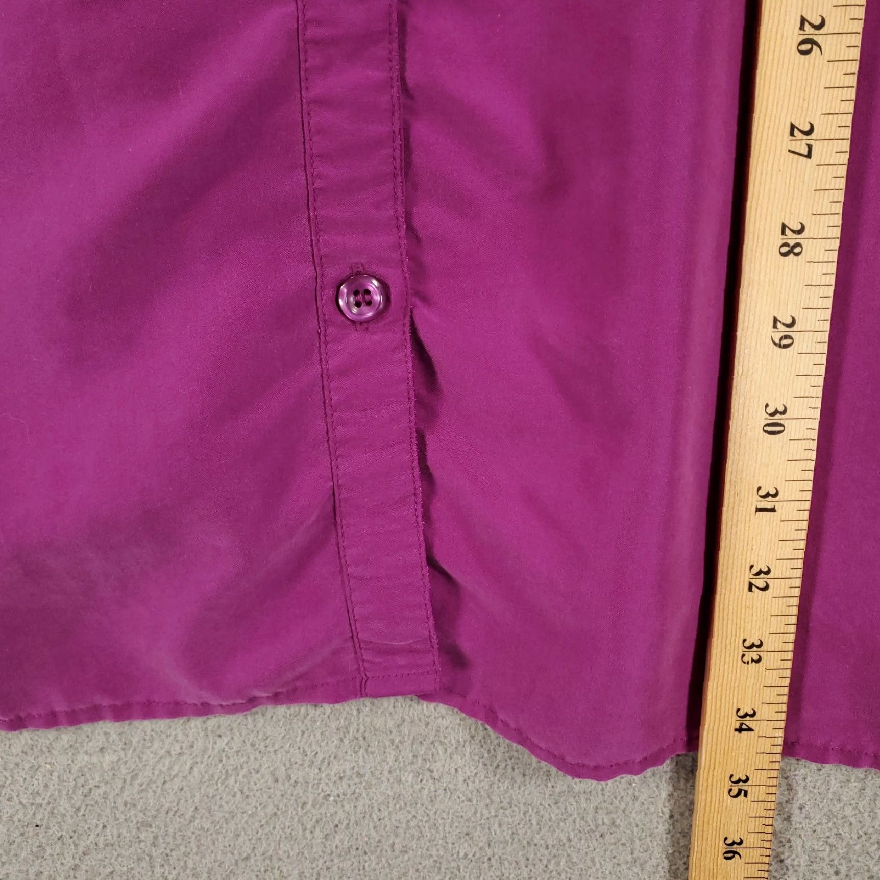 Vintage Catherines Shirt 5X Purple Roll Tab Sleeve Collared Button Solid Modal Polyester Blend Pockets All Seasons Size XXL / US 16-18 / IT 52-54 - 3 Thumbnail