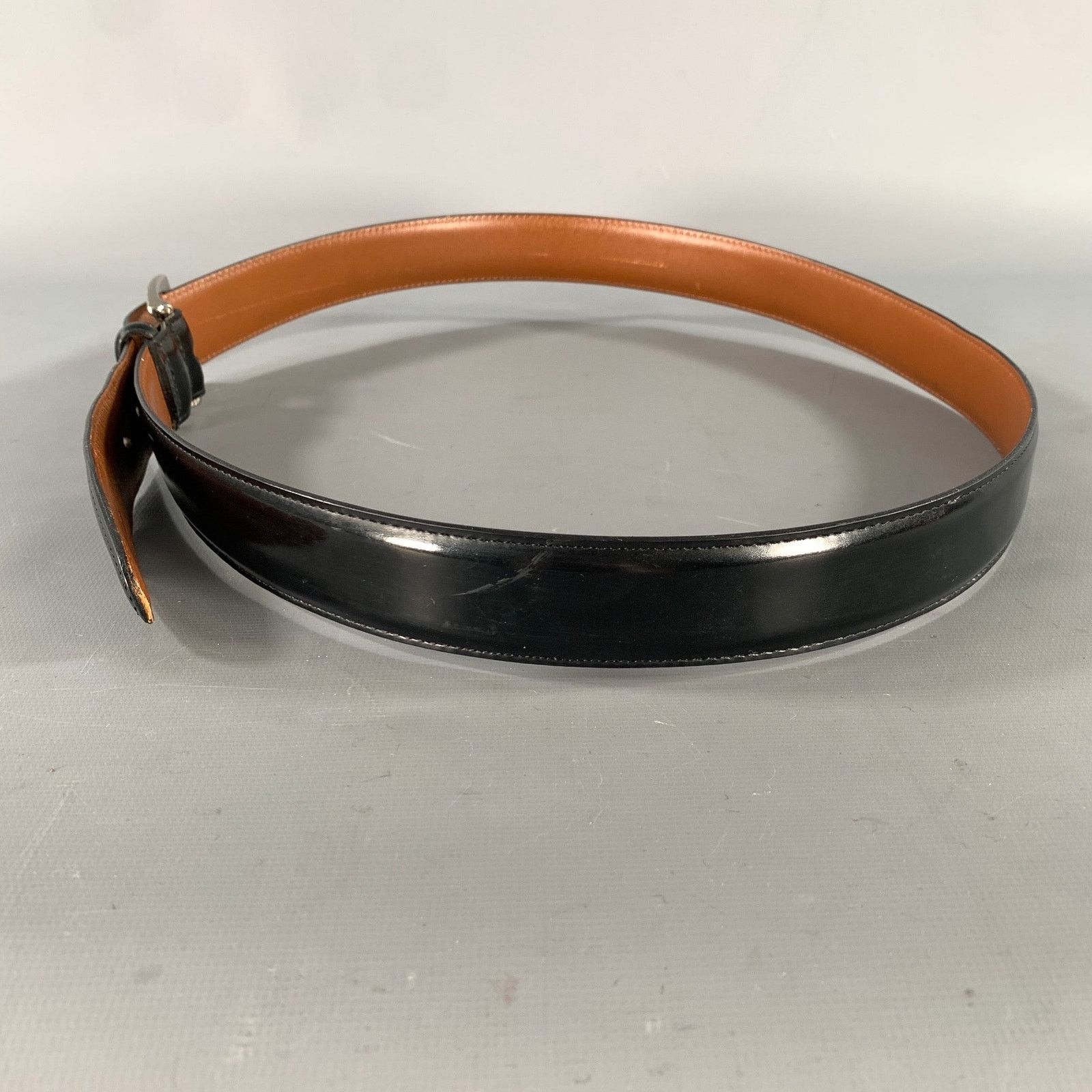 Coach COACH Size 38 Black Solid Leather Belt Size 38 - 4 Thumbnail
