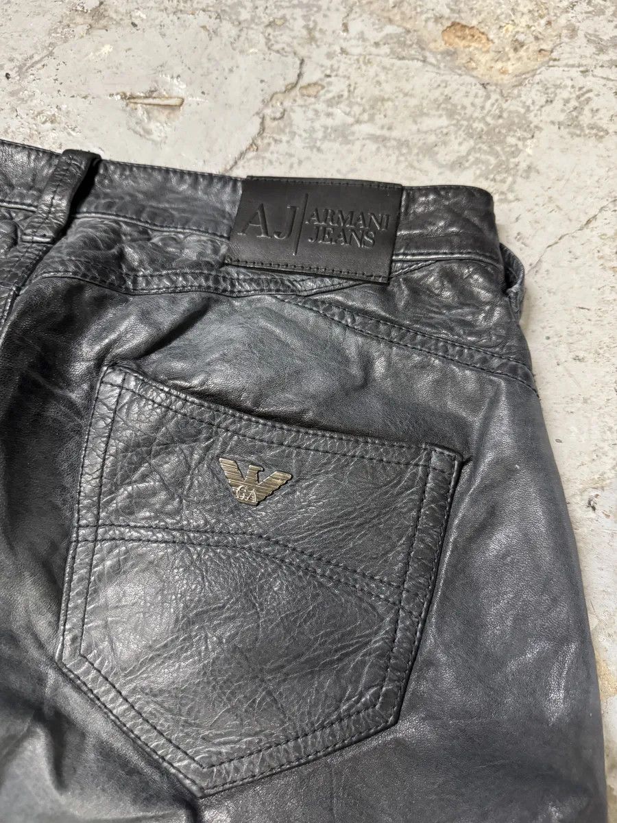 Armani × Designer × Vintage 2000s Armani Navy Lamb Leather Slim Pants Size US 30 / EU 46 - 8 Thumbnail