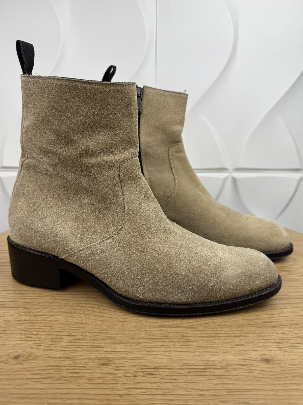 Brioni BRIONI Boots Suede Leather Shoes High Heels Side Zip Beige Size US 9 / EU 42 - 3 Thumbnail