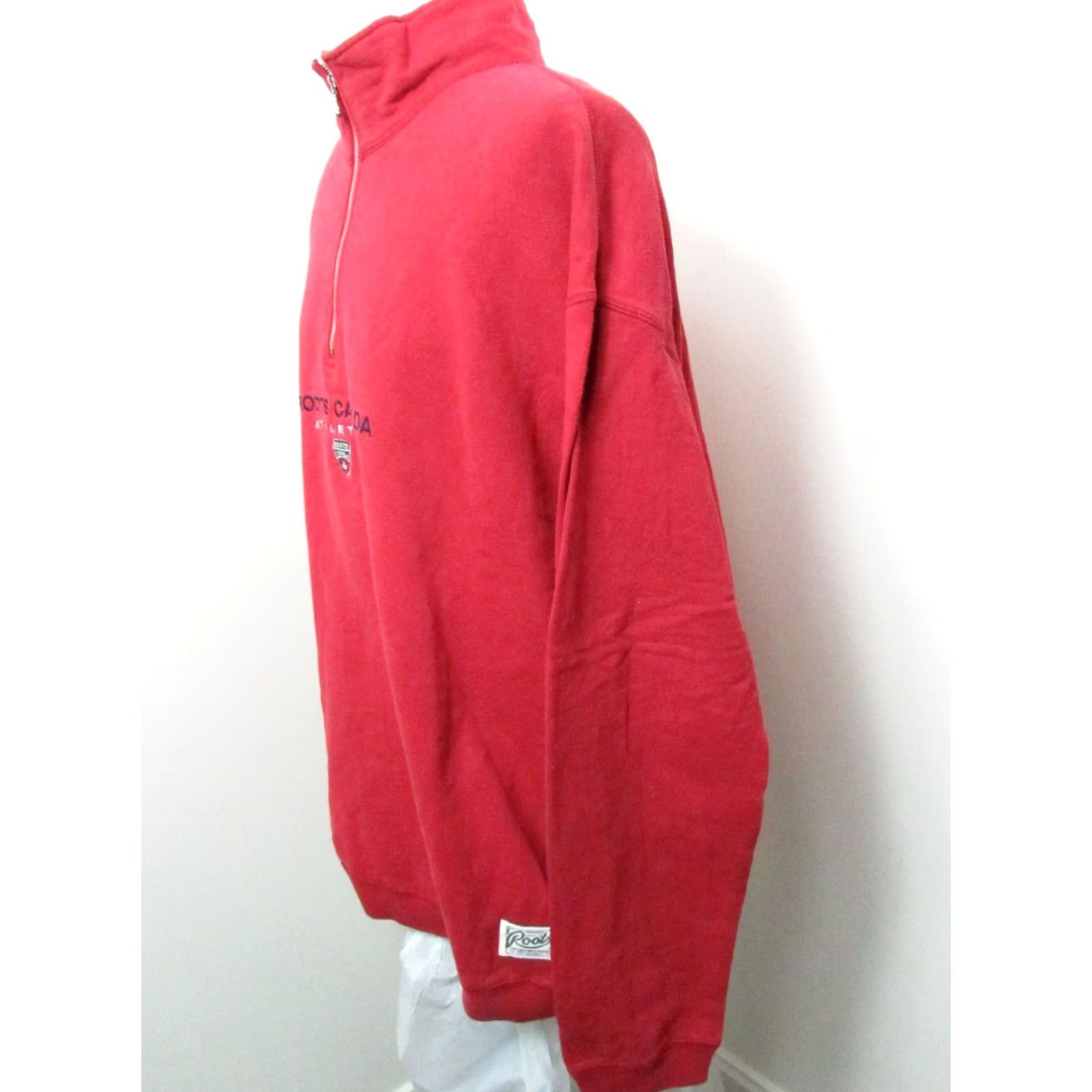 Roots VINTAGE Roots Canada Red Fleece Pullover Sweater Med L/XL 1/4 Zip Heavy Sweatshirt Size US XL / EU 56 / 4 - 5 Thumbnail