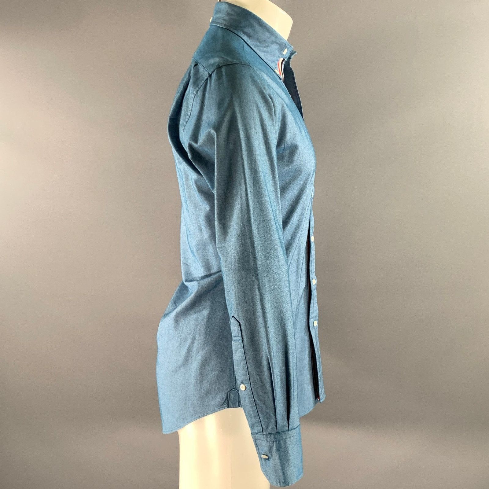 Thom Browne THOM BROWNE Size S Blue Cotton Button Down Long Sleeve Shirt Size US S / EU 44-46 / 1 - 3 Thumbnail