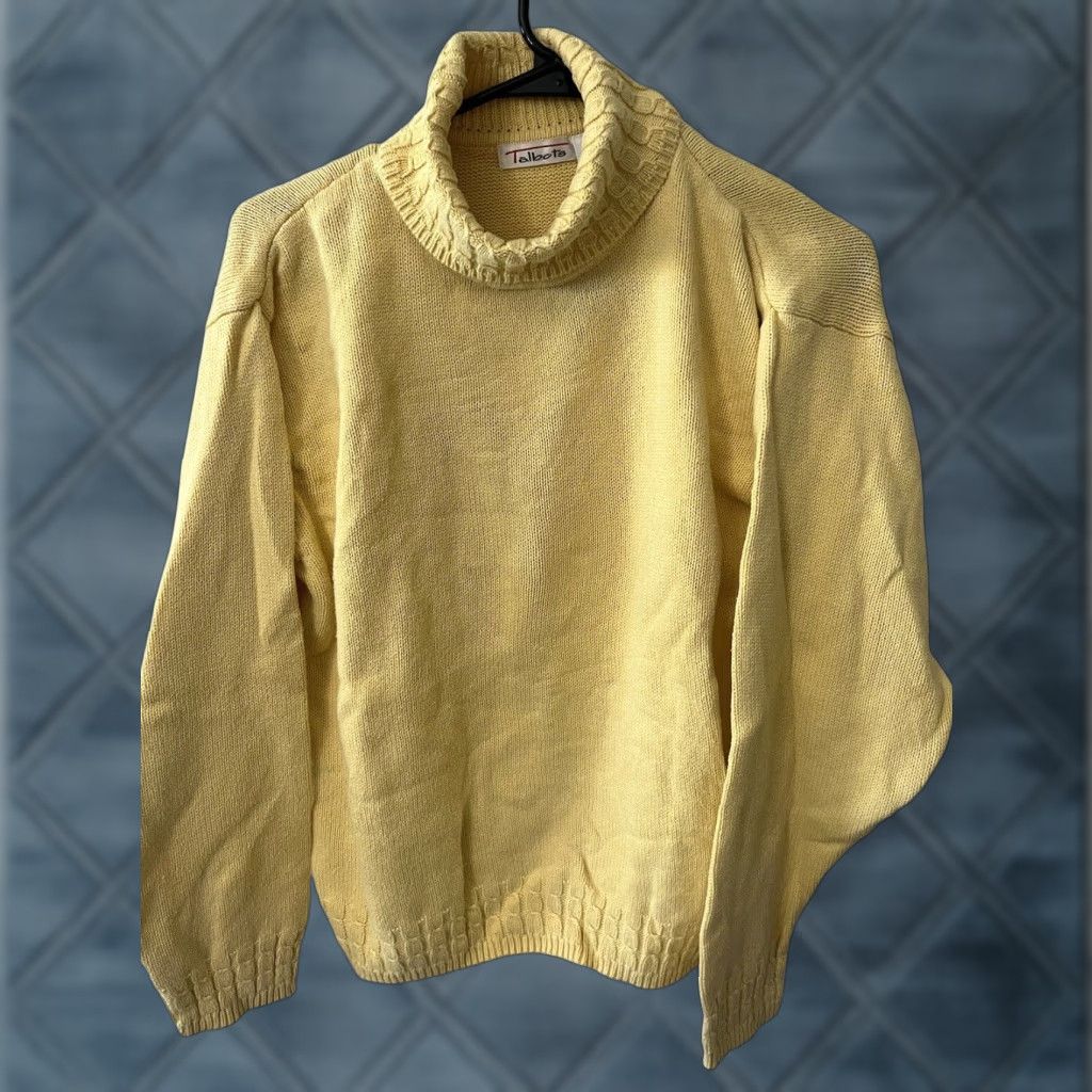 Talbots VINTAGE Talbots Yellow Knitted Turtleneck Sweater Long Sleeve Women L Cable Adult Large Yellow Womens Size L Cable Knit Pullover 90s Size L / US 10 / IT 46 - 1 Thumbnail