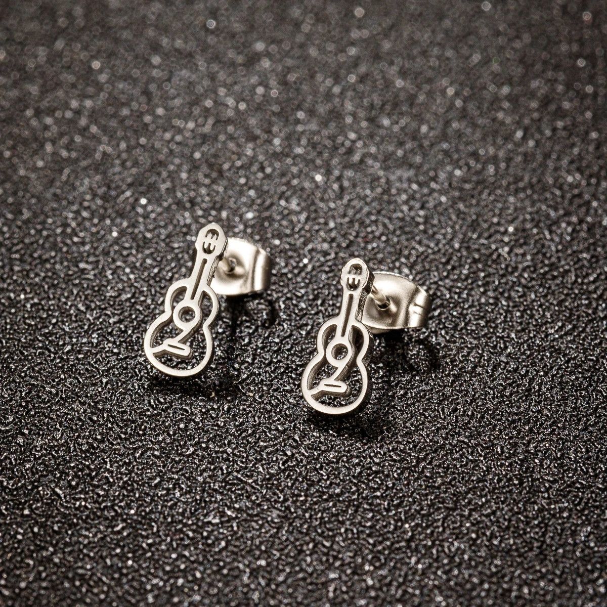 Jewelry Music Instrument Guitar Stud Earrings Charm Earring Gift Size ONE SIZE - 2 Thumbnail