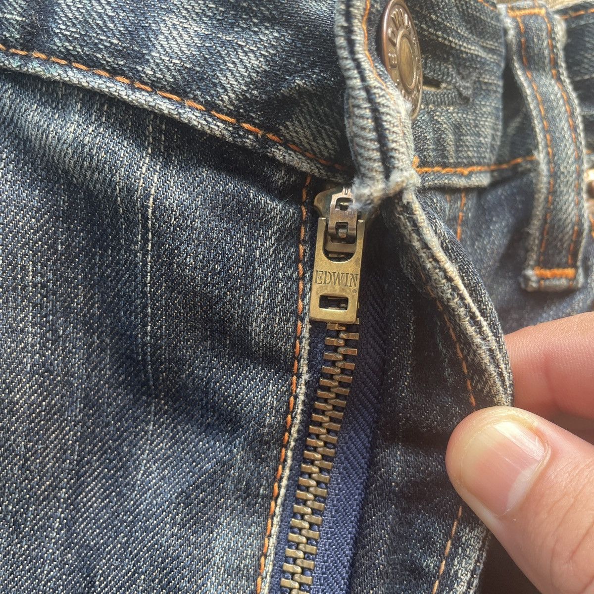 Edwin × Japanese Brand × Jean Vintage Edwin Made In Japan Dark Blue Faded Jeans Pants W33 Size US 33 - 7 Thumbnail