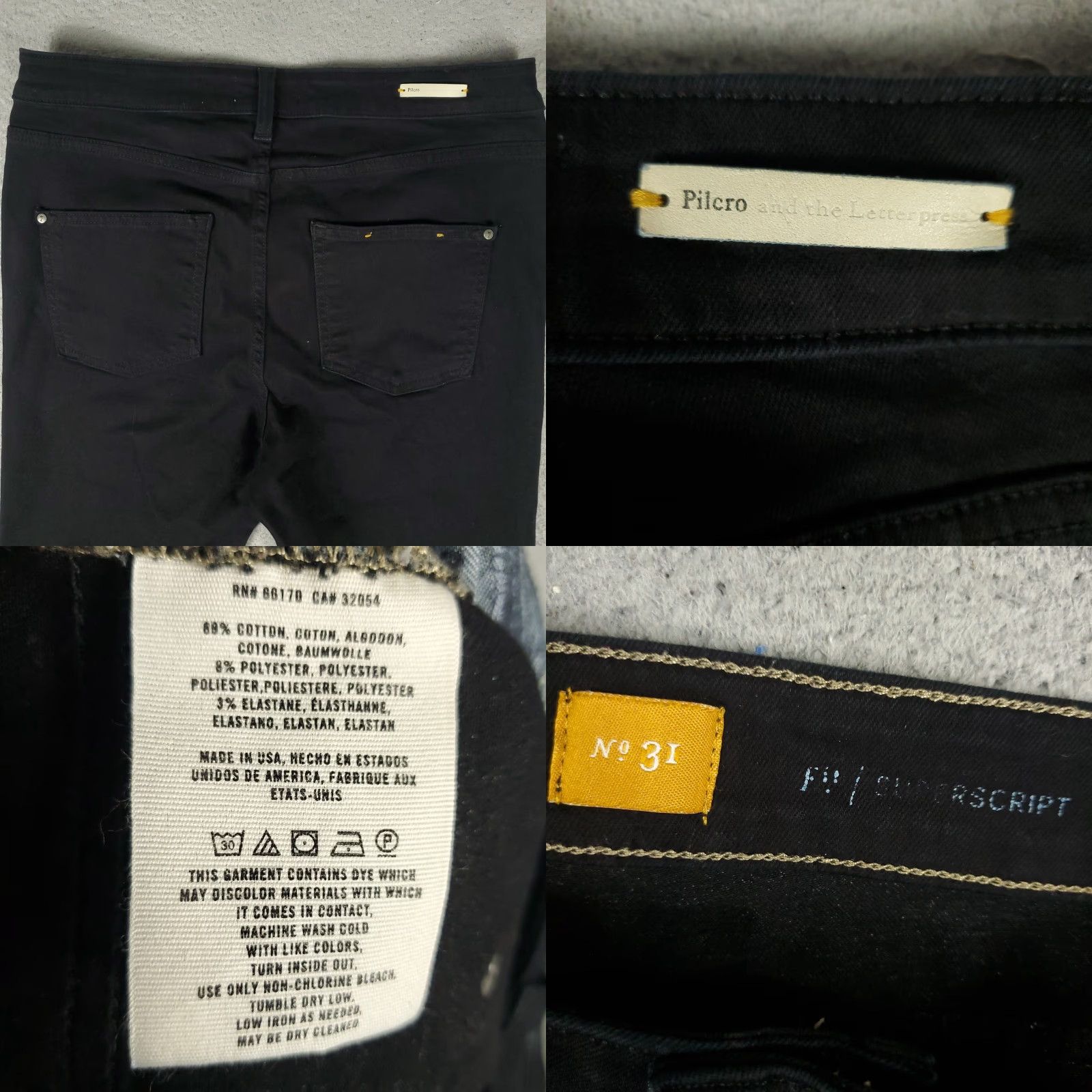Vintage VINTAGE Pilcro Jeans Women Slim Skinny Denim Black 31x29.5 High Rise 5-Pocket Regular Womens Size 24" / US 00 / IT 34 - 8 Thumbnail