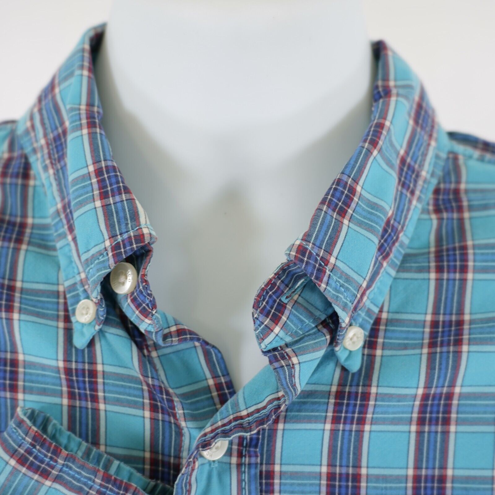 Hollister Hollister Teal Blue Red Plaid XL Button Down Pocket Front Size US XL / EU 56 / 4 - 3 Thumbnail