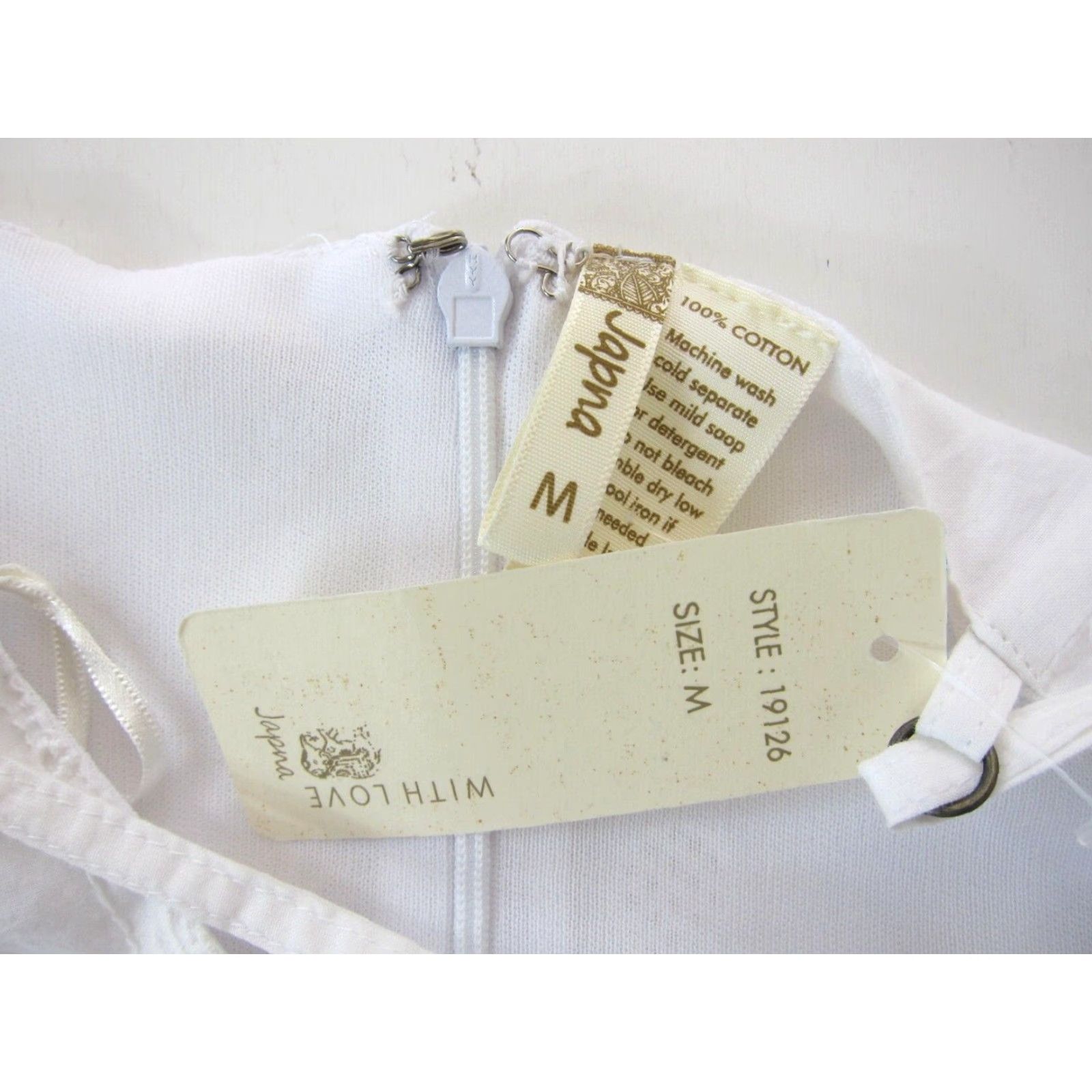 Vintage NWT Japna 100% Cotton White Embroidered Pineapple Tank Dress Midi Slip Tank Dress White Embroidered Japna Women Medium Size M / US 6-8 / IT 42-44 - 4 Thumbnail