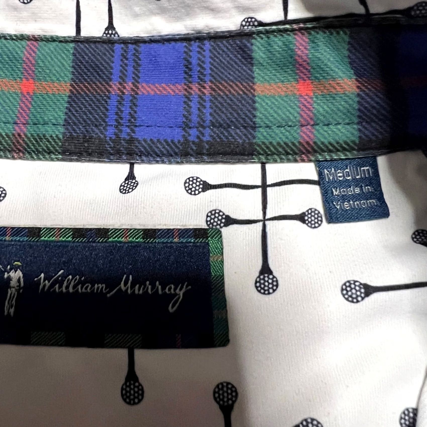 Vintage William Murray Polo Shirt Mens Medium White Performance Golf Geometric Size US M / EU 48-50 / 2 - 7 Thumbnail