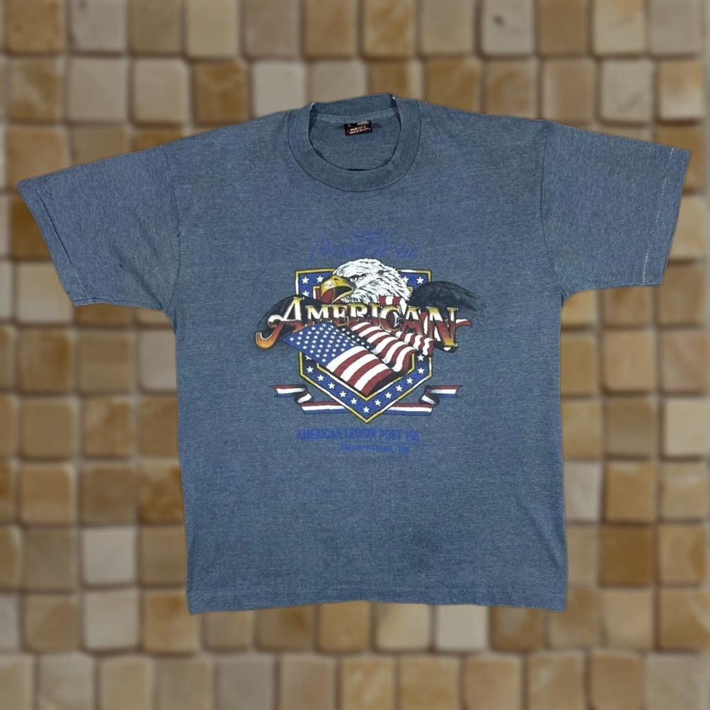 Fruit Of The Loom VINTAGE AMERICAN LEGION POST 196 Souvenir Graphic Single Stitch T-Shirt M Mens Grey 90s Front Print Size US M / EU 48-50 / 2 - 1 Thumbnail