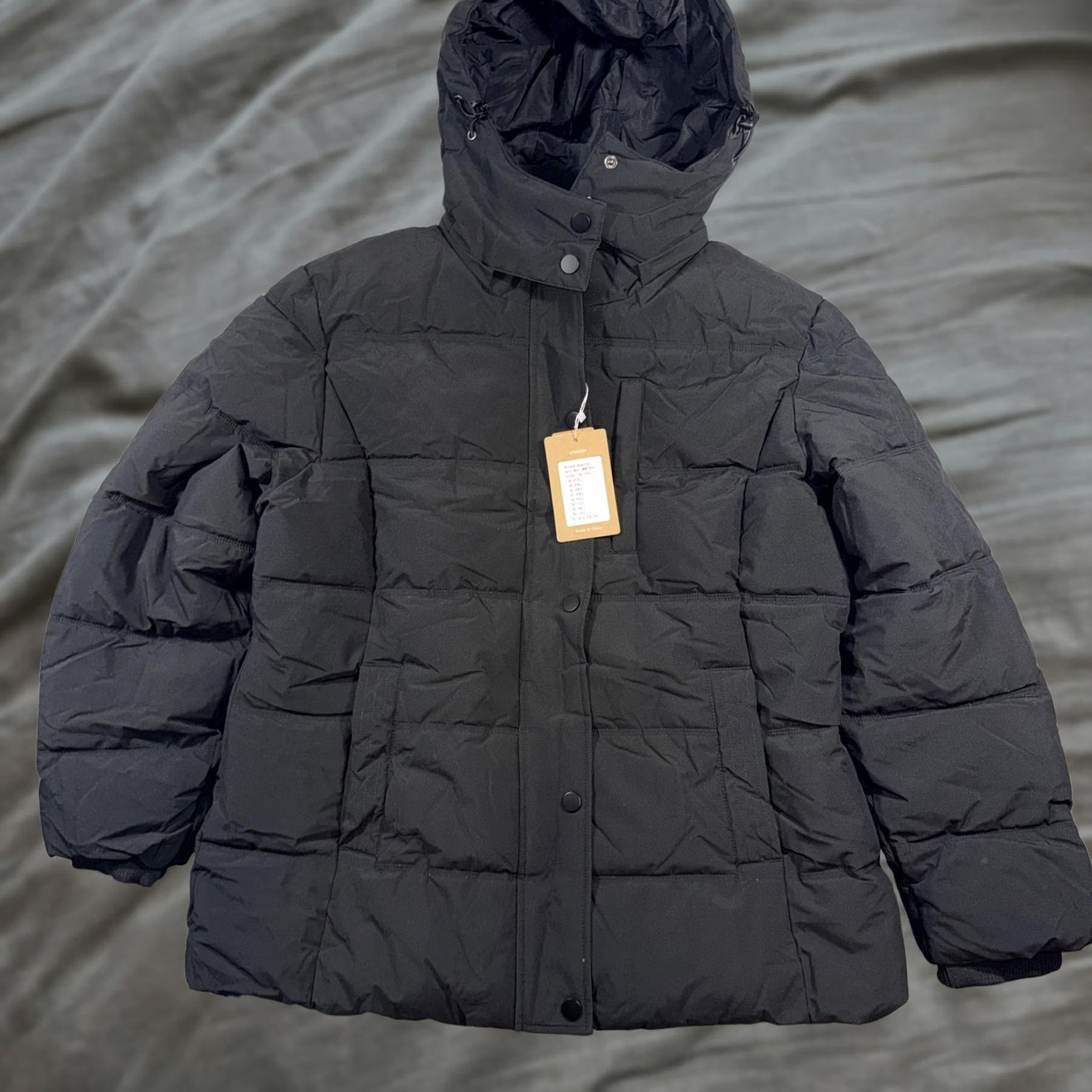 Vintage Wantdo Coat Women’s XL Black Hooded Puffer Zip Parka Insulated Winter Jacket Size XL / US 12-14 / IT 48-50 - 1 Thumbnail