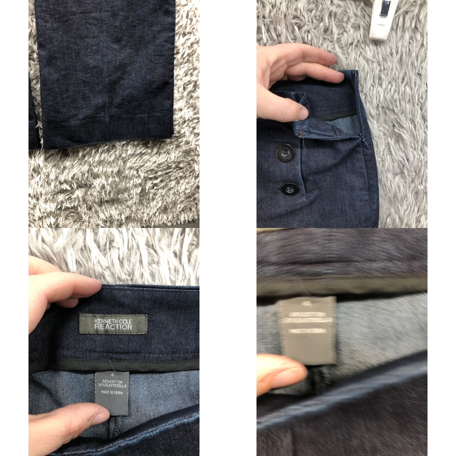 Kenneth Cole Kenneth Cole Reaction Flared Jeans Womens Dark Wash Blue Denim Bell Bottom Size 4 Regular Cotton Denim Pocket Zipper Button Belt Loops 5-Pocket Size 27" / US 4 / IT 40 - 8 Thumbnail
