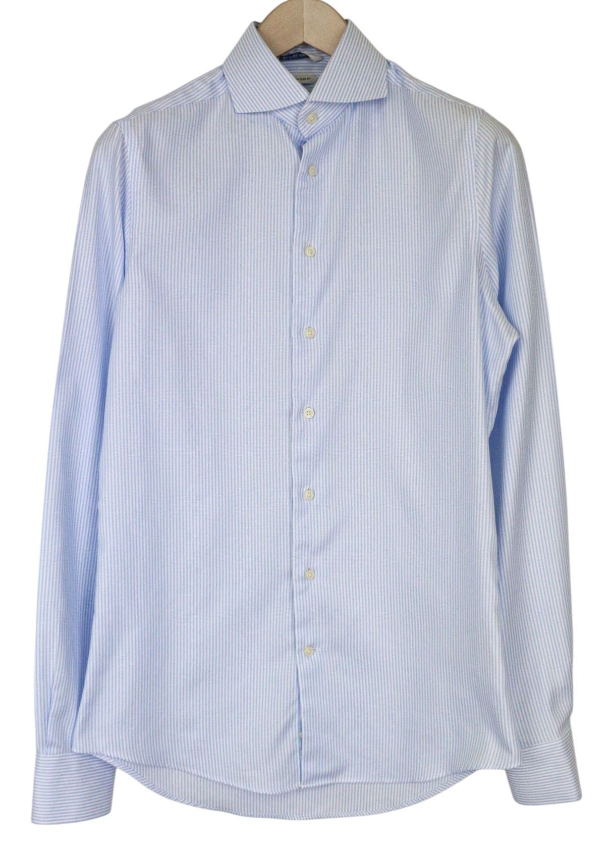 Suitsupply 38L/15L Extra Slim Blue Cotton Striped Shirt 79069 Size 38L - 1 Thumbnail