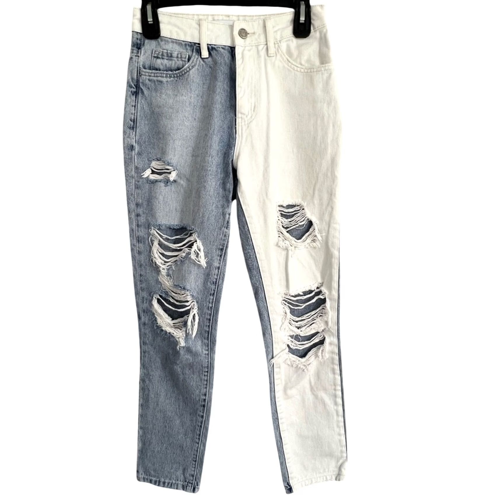 Vintage Vervet Jeans Shirt Women 24 Two Tone Distressed V2804 White Blue Two Tone Jeans Distressed Blur White Vervet Women 24 Size 42" / US 20 - 3 Thumbnail