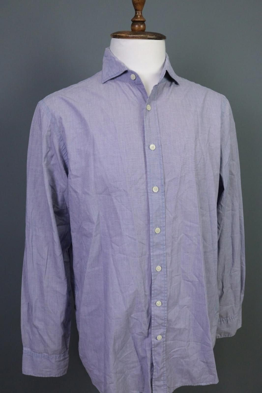 Designer Hackett London Classic Fit Gray Button Down Shirt Size L Size US L / EU 52-54 / 3 - 5 Thumbnail