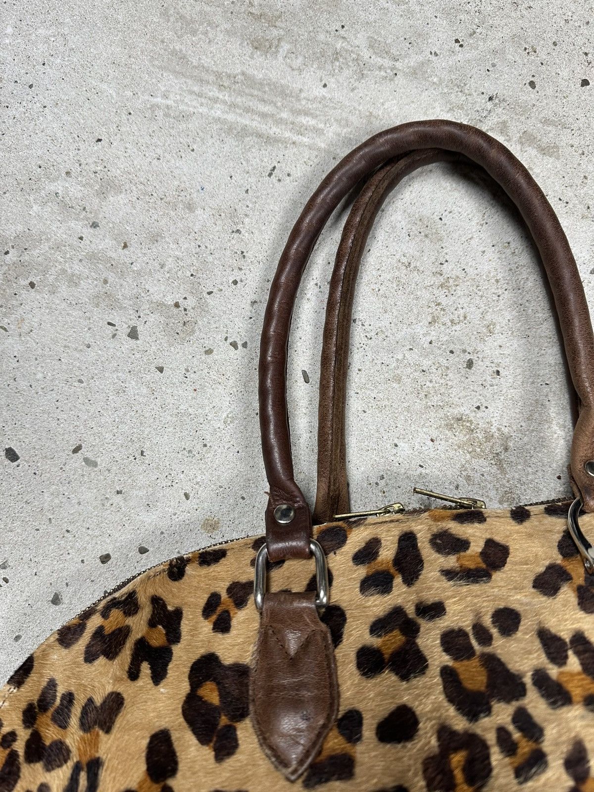 Japanese Brand Vintage 90s Leopard Print Fur & Leather Hand Bag Size ONE SIZE - 14 Thumbnail