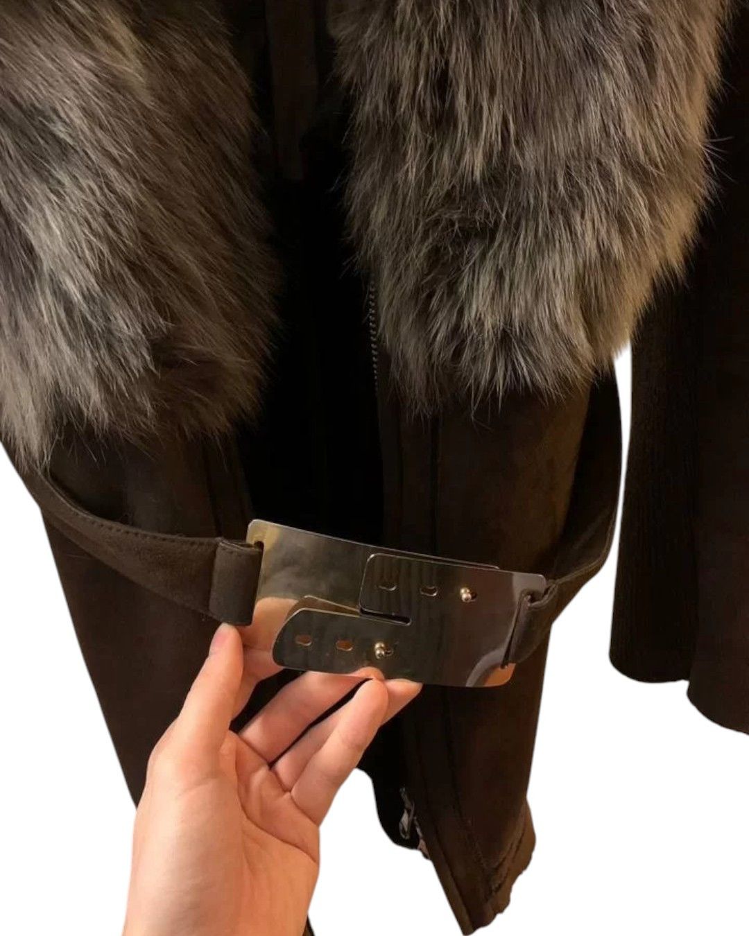 Roberto Cavalli FOX FUR BELTED LEATHER COAT Size M / US 6-8 / IT 42-44 - 3 Thumbnail