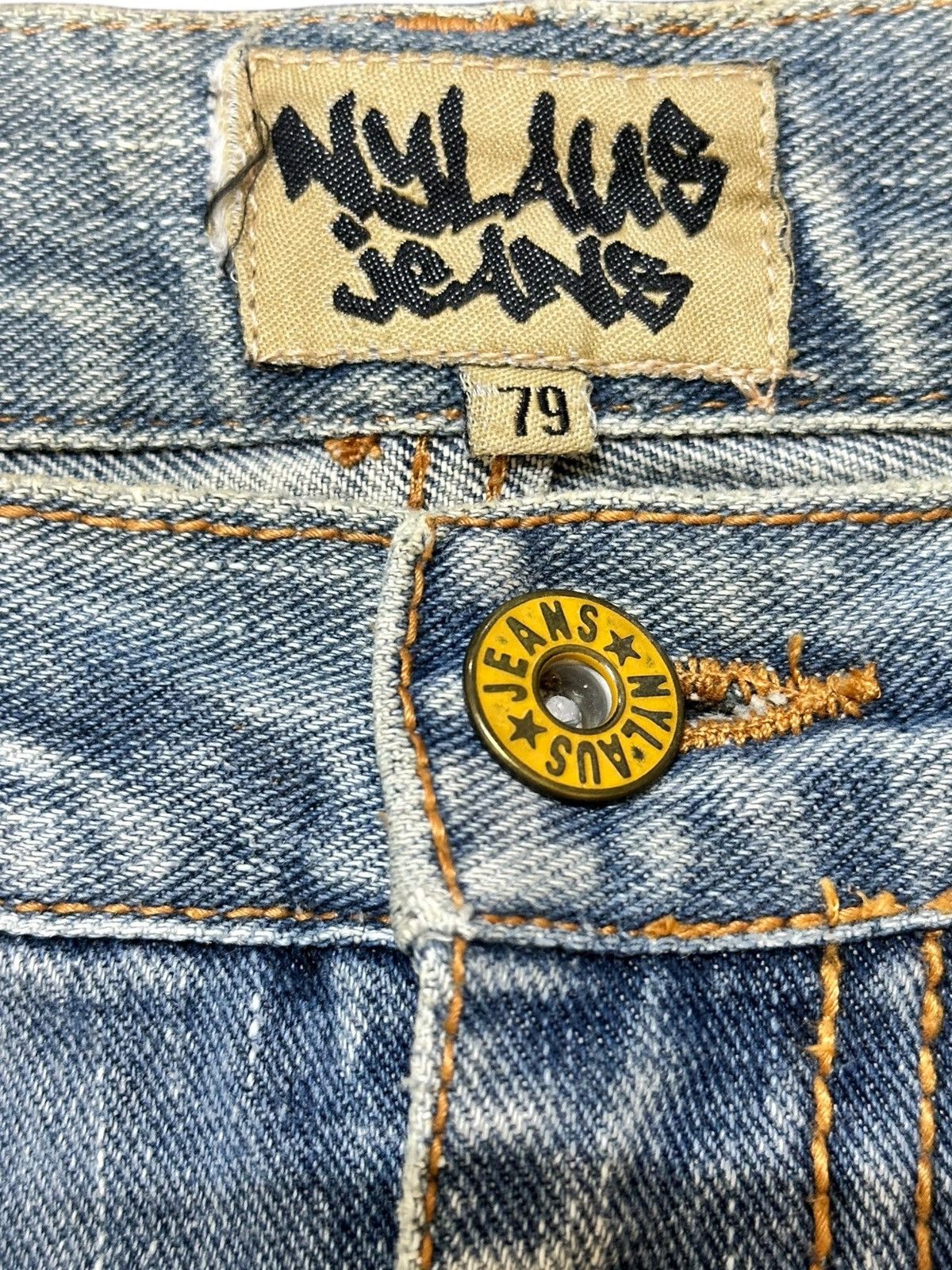 If Six Was Nine Vintage Nylaus Jeans Flare Grunge Studded Denim Size US 30 / EU 46 - 8 Thumbnail
