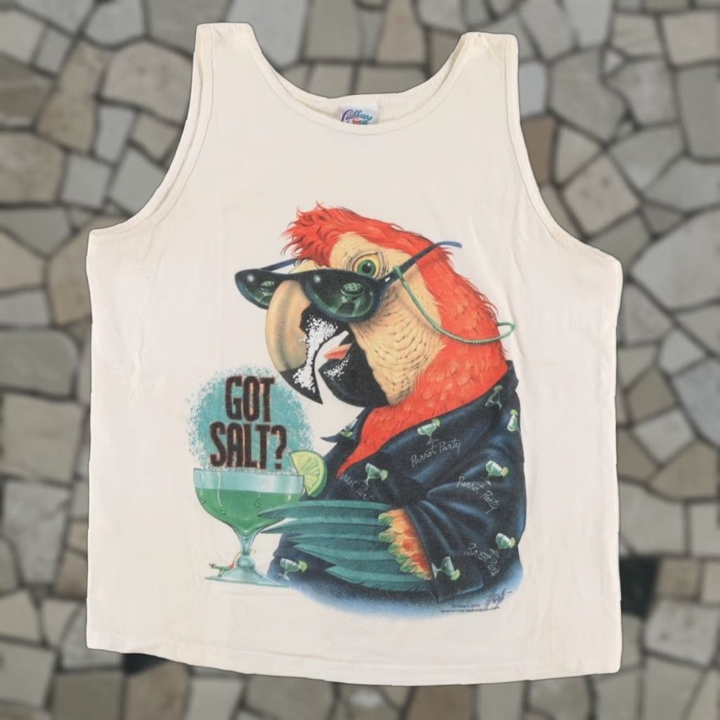 Vintage VINTAGE Caribbean Soul Parrot Got Salt? Tank Top White Men's XL Shirt Size US XL / EU 56 / 4 - 1 Thumbnail