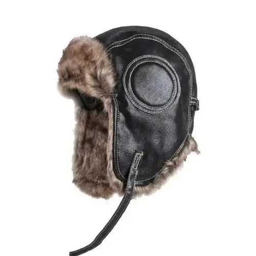 Other Russian Style Black Faux Leather Fur Winter Hat Size ONE SIZE - 3 Thumbnail