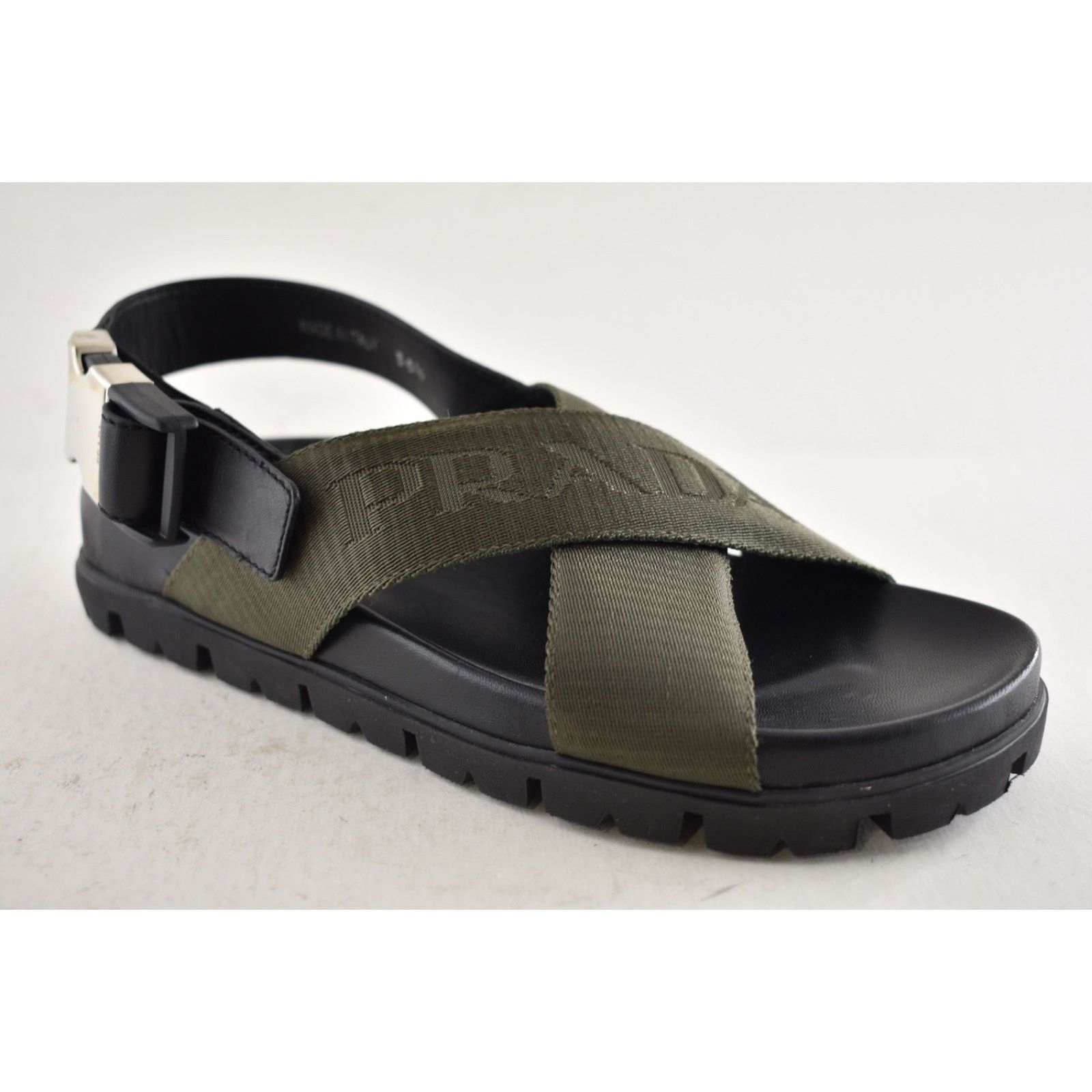 Prada Prada Montana Nastro Criss Cross Strap Buckle Green Black Size US 5.5 / IT 35.5 - 5 Thumbnail