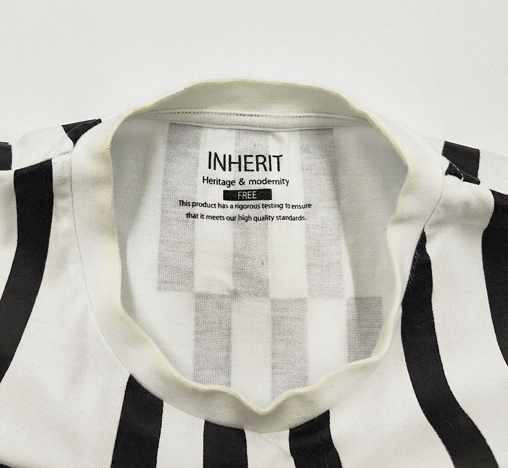 Japanese Brand INHERIT white black stripes free size tshirt Size US XL / EU 56 / 4 - 2 Thumbnail