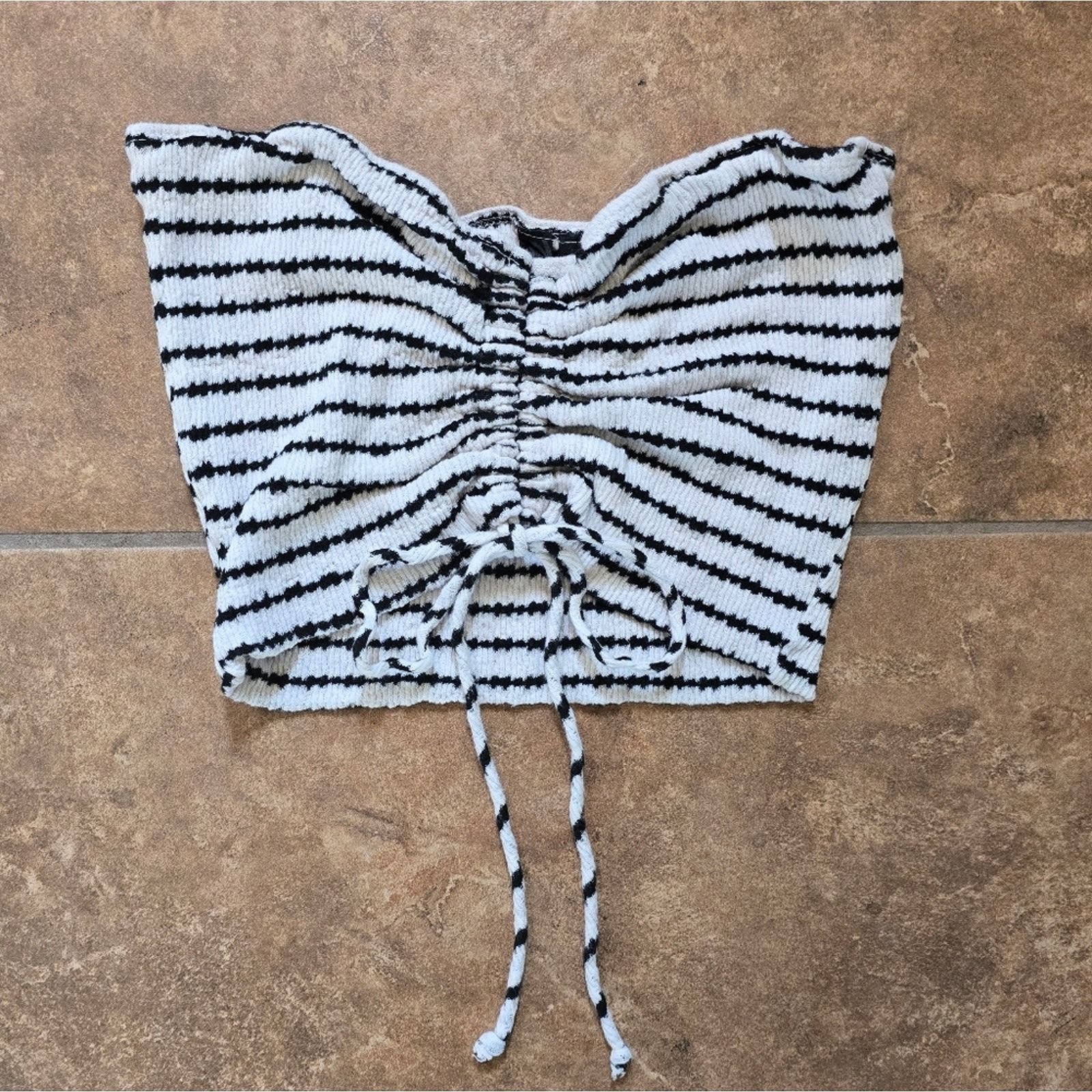 Other White Black Ruched LunaChix Tube Top Size L / US 10 / IT 46 - 1 Thumbnail