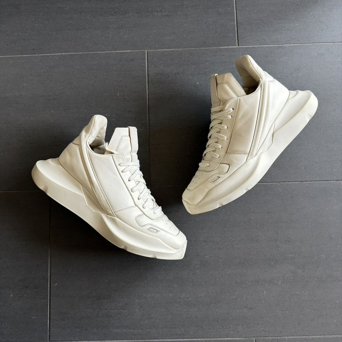 Rick Owens Rick Owens Mainline Milk 🥛 Geth Runners Leather Sneakers Size US 10 / EU 43 - 1 Thumbnail
