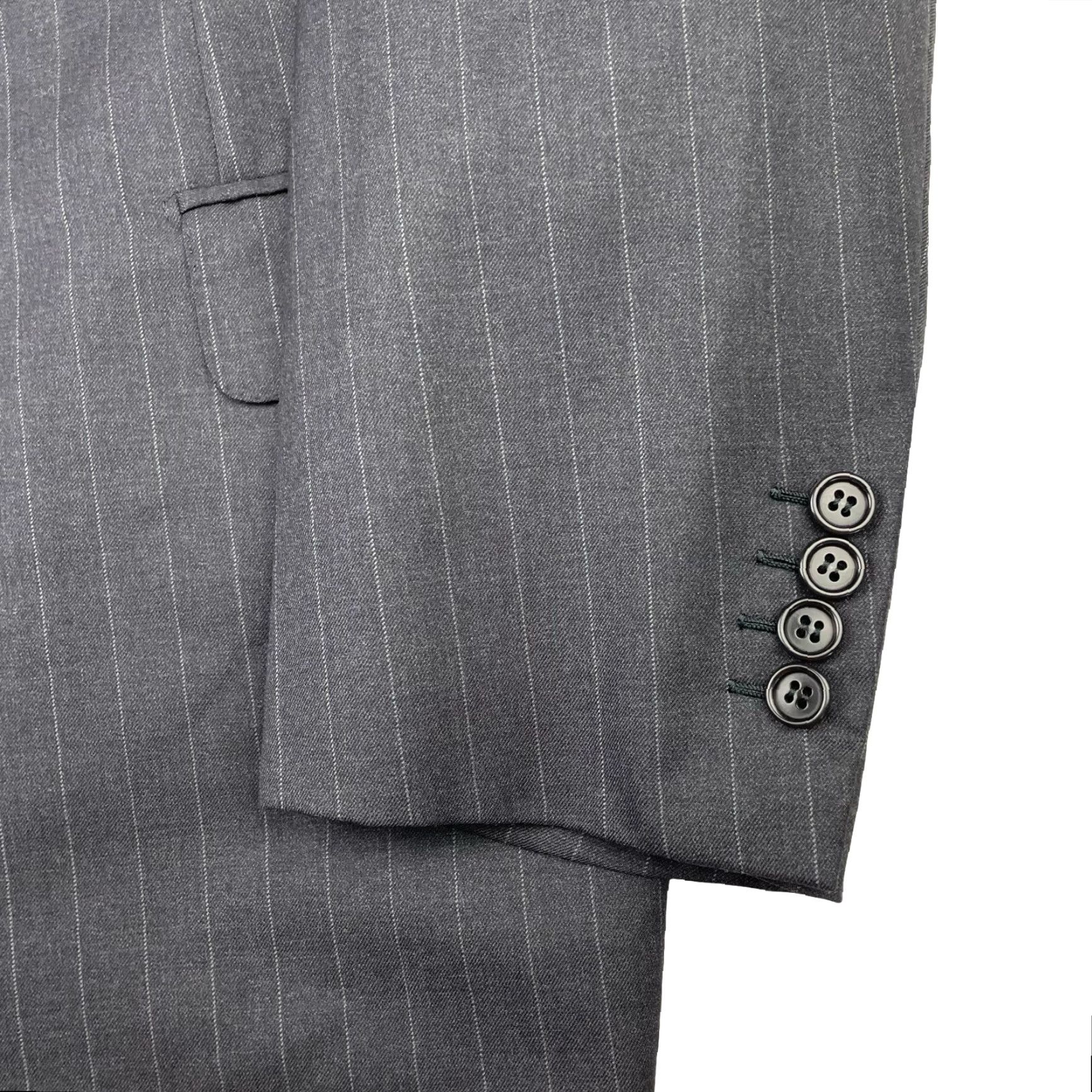 Brioni VINTAGE Brioni Palatino 100% Wool 2-Button Blazer Gray Stripe Italy 46L US Men Blazer, Single-Breasted, Notch Lapel, 2-Button Closure, Regular Fit Size 46R - 4 Thumbnail