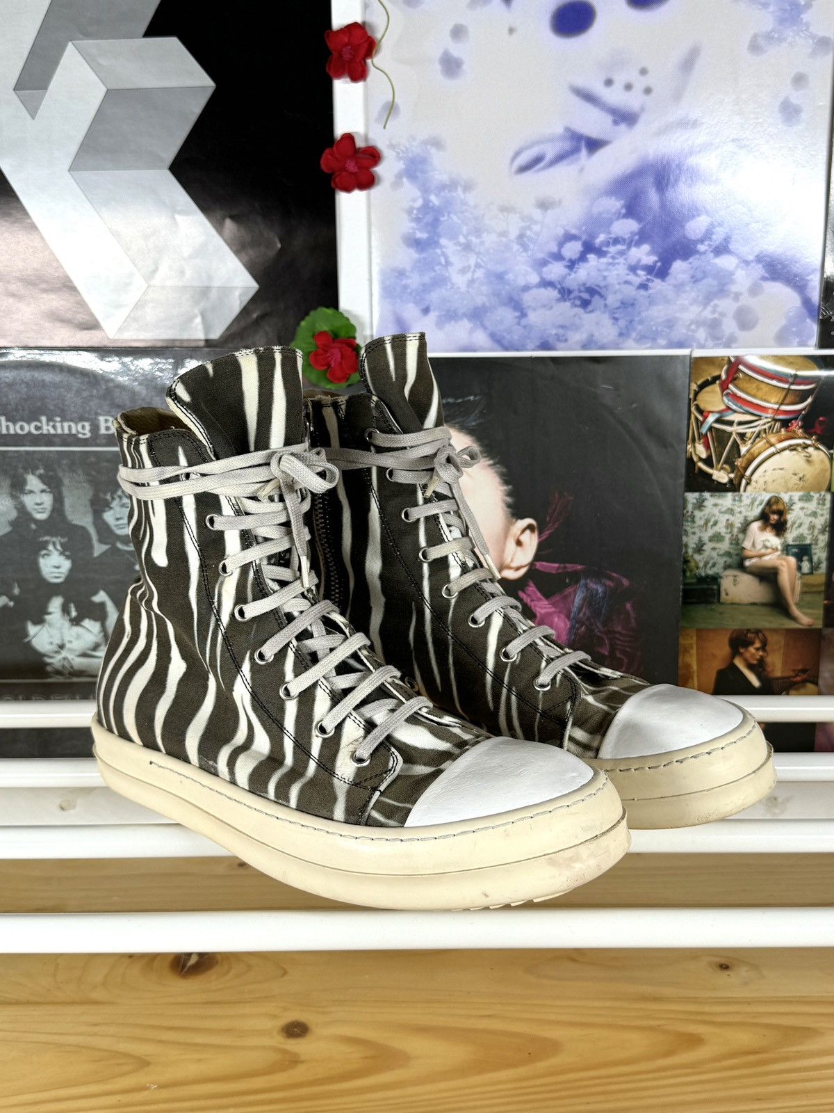 Rick Owens Drkshdw Zebra High Ramones Size US 10 / EU 43 - 1 Thumbnail