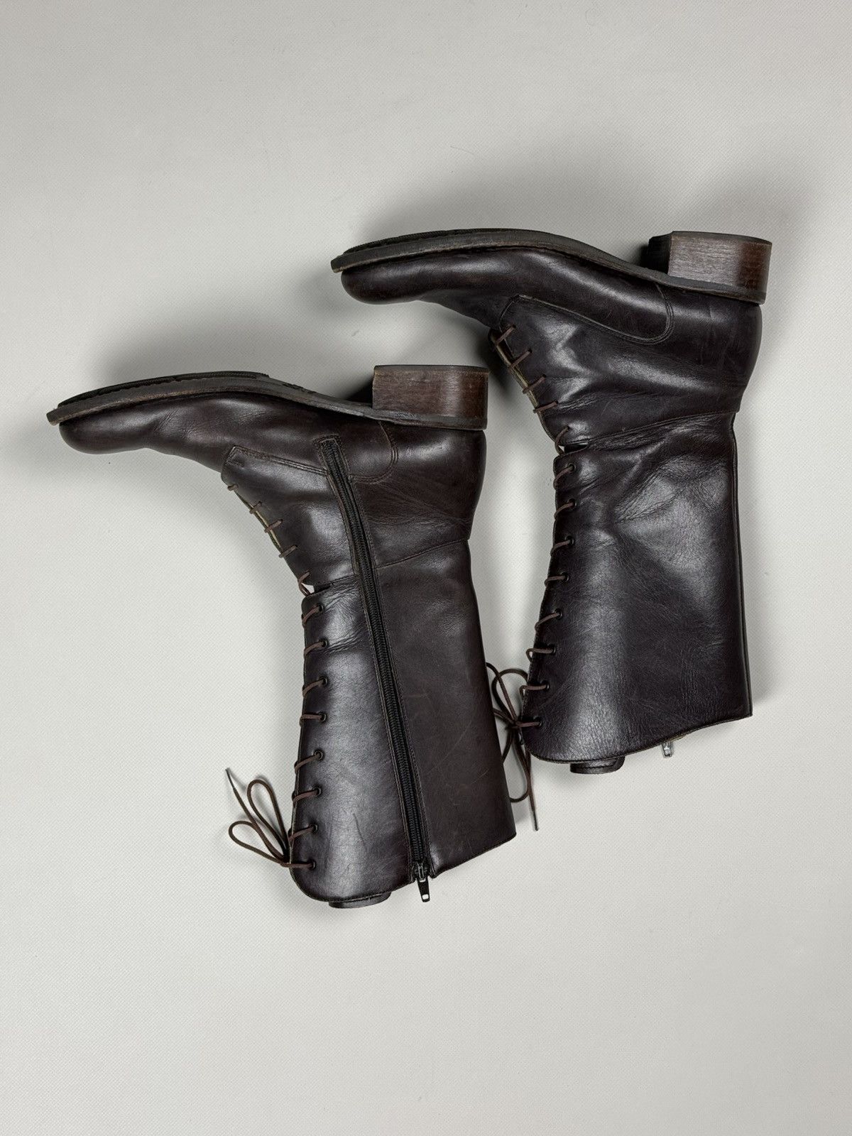 Paraboot Paraboot Ladies Tall Lace Calf Combat Leather Boots Shoes Size US 7.5 / IT 37.5 - 7 Thumbnail